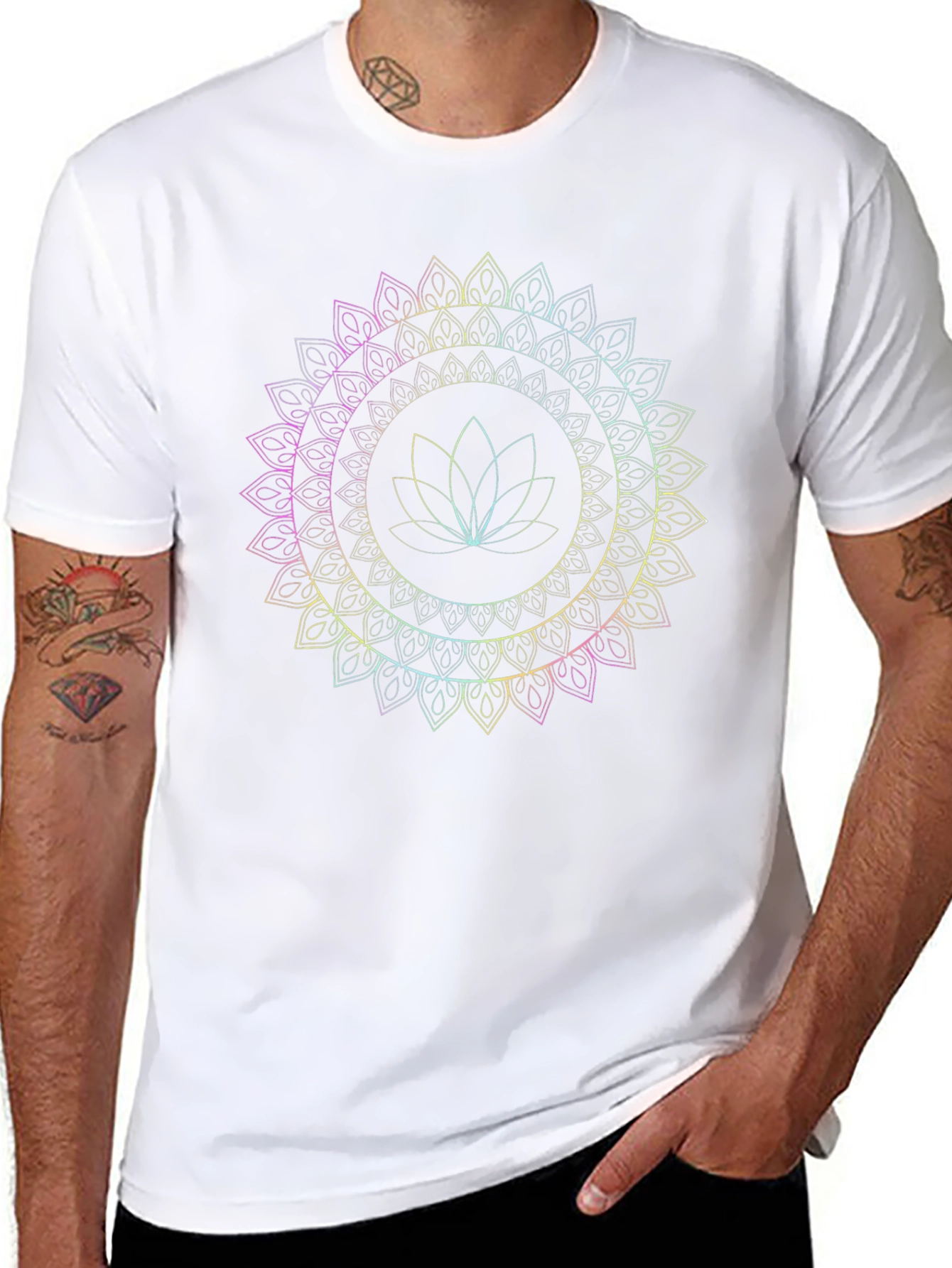 Lotus Mandala Graphic Tee - Mens Black T-Shirt