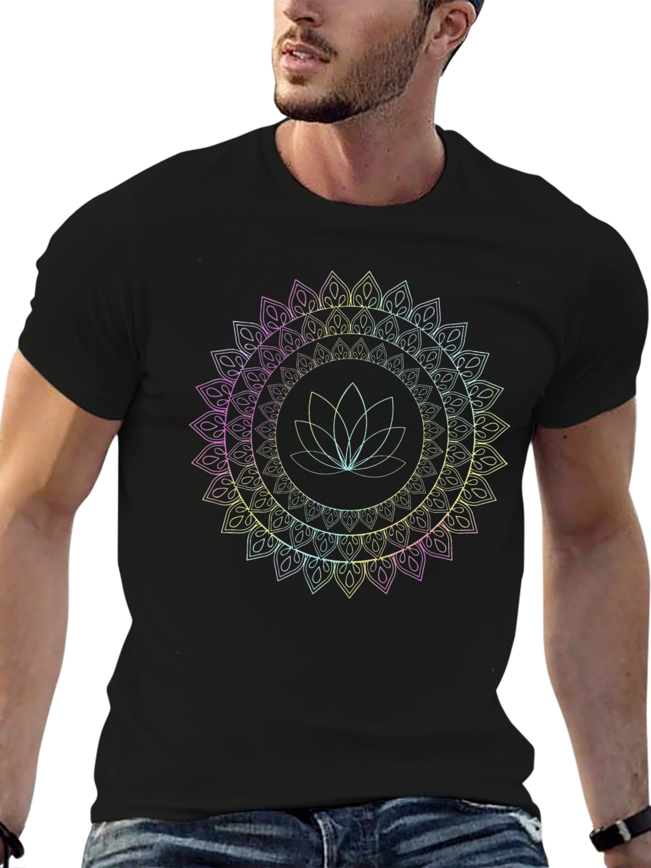 Lotus Mandala Graphic Tee - Mens Black T-Shirt