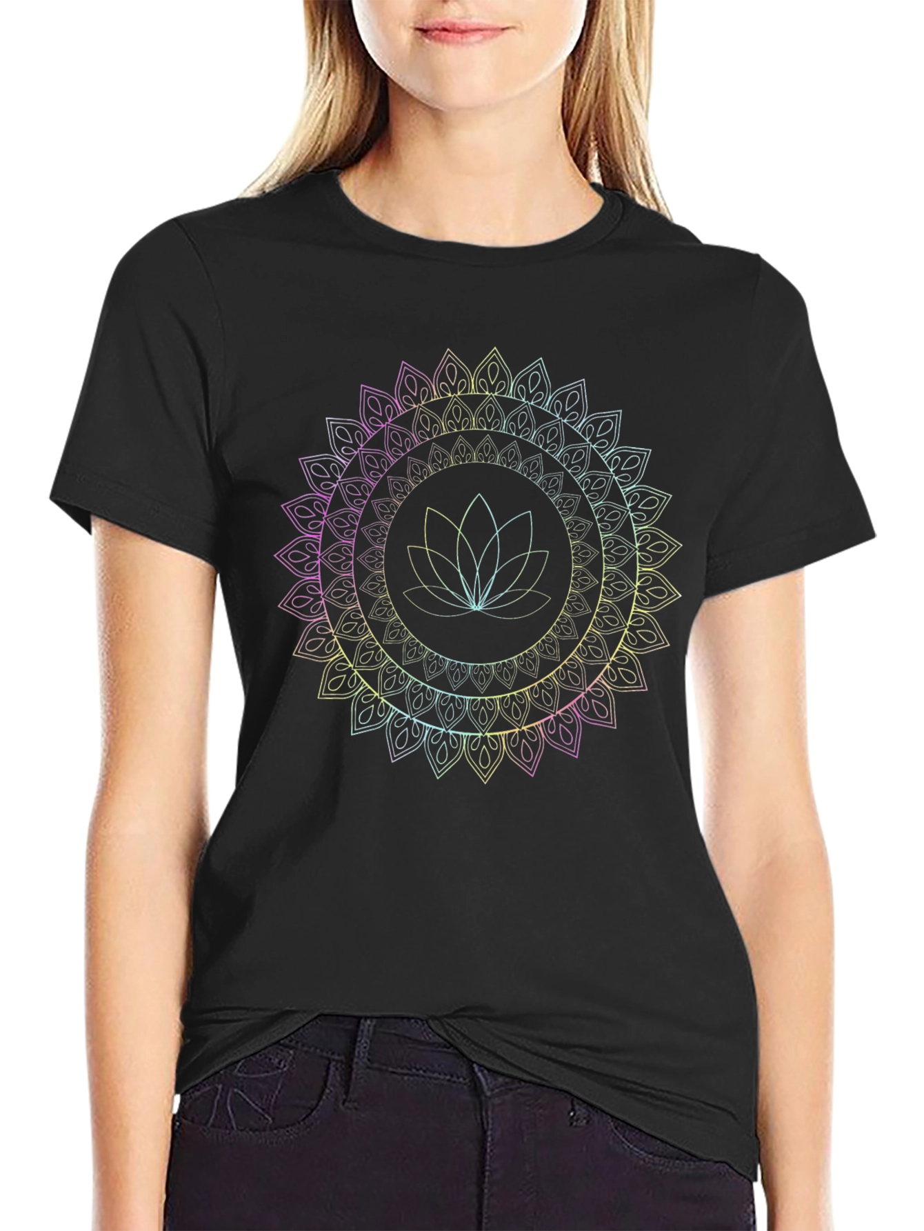 Lotus Mandala Graphic Tee - Mens Black T-Shirt