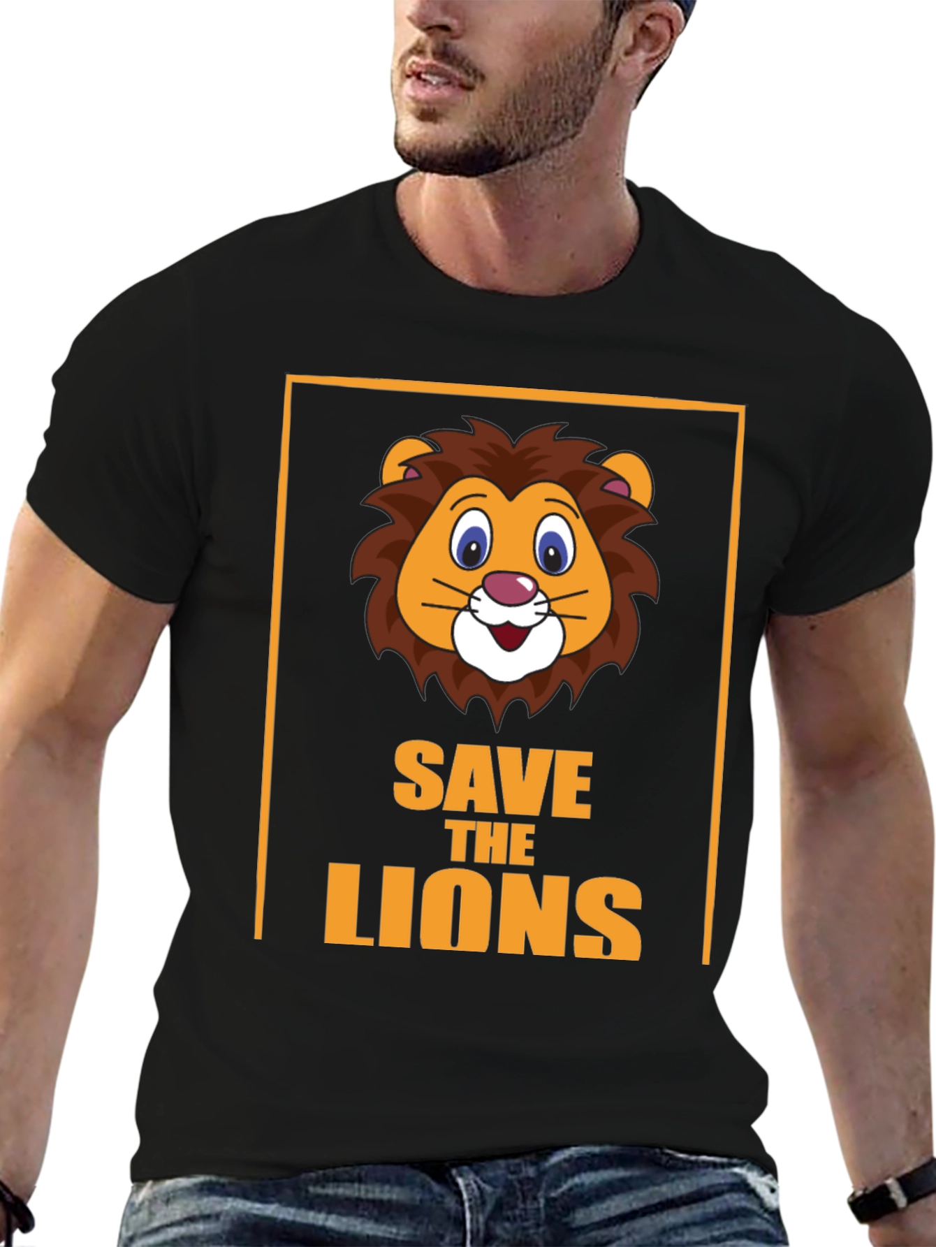 Save The Lions Graphic T-Shirt Black Tee