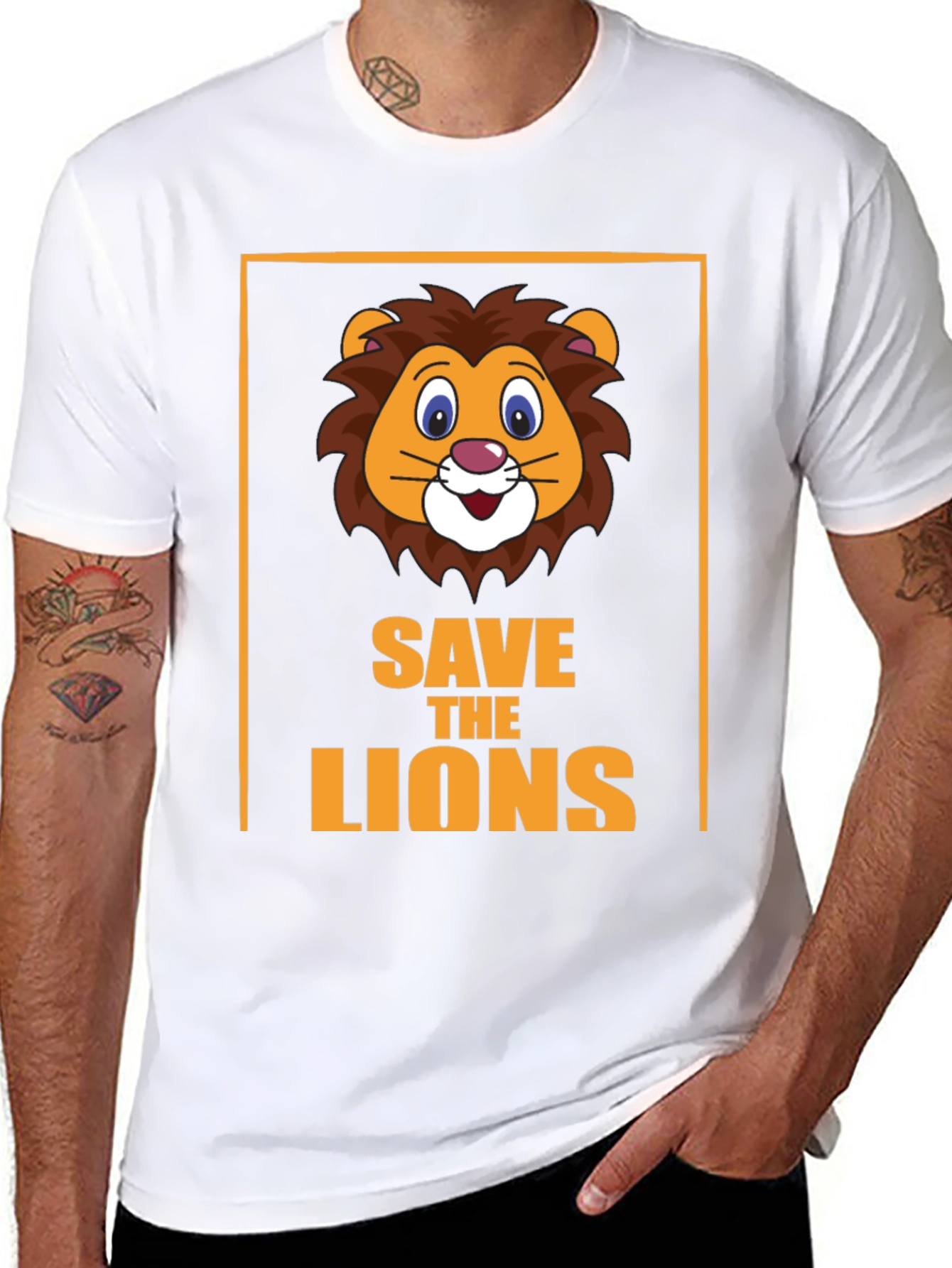 Save The Lions Graphic T-Shirt Black Tee