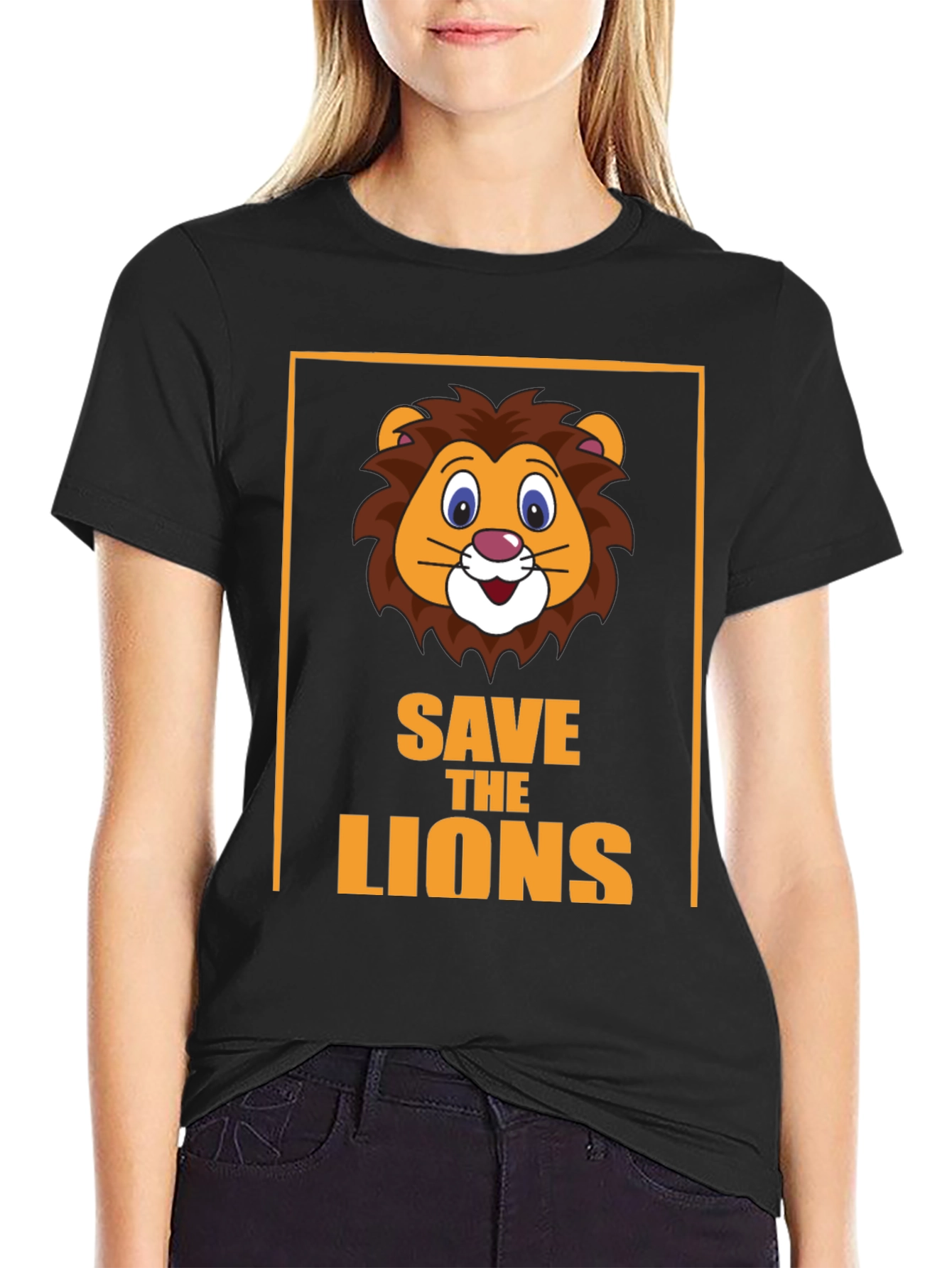 Save The Lions Graphic T-Shirt Black Tee
