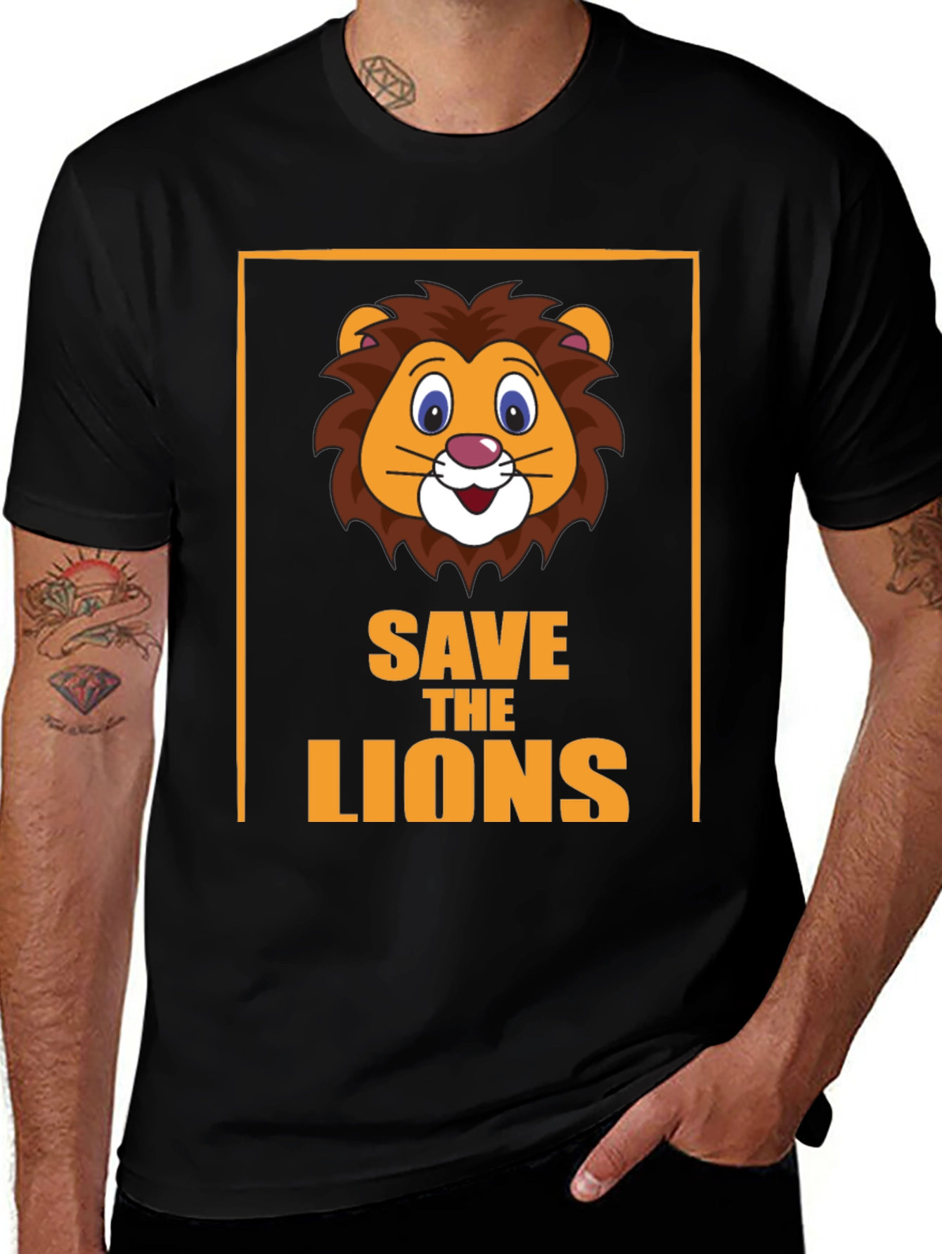 Save The Lions Graphic T-Shirt Black Tee