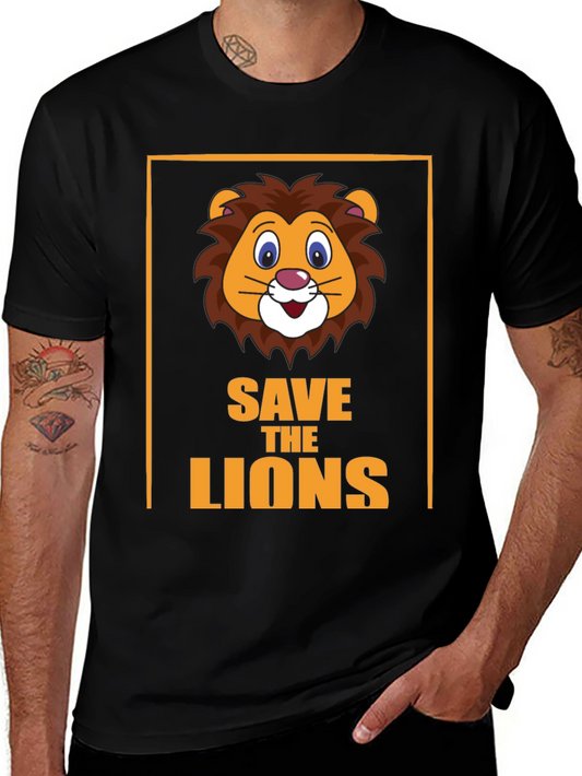 Save The Lions Graphic T-Shirt Black Tee