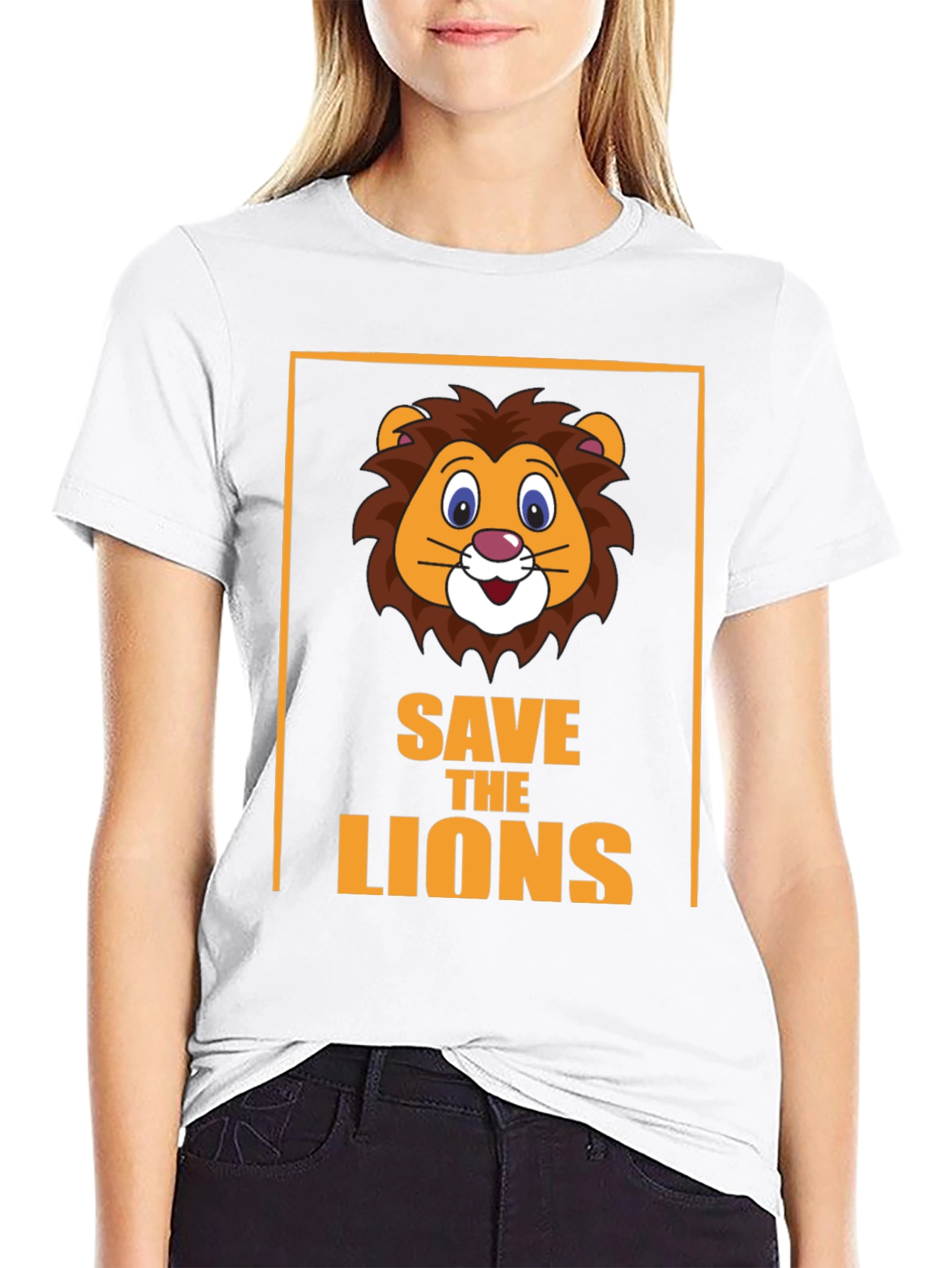 Save The Lions Graphic T-Shirt Black Tee