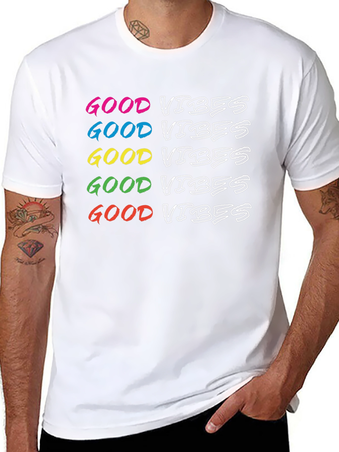 Good Vibes Rainbow Graphic T-Shirt
