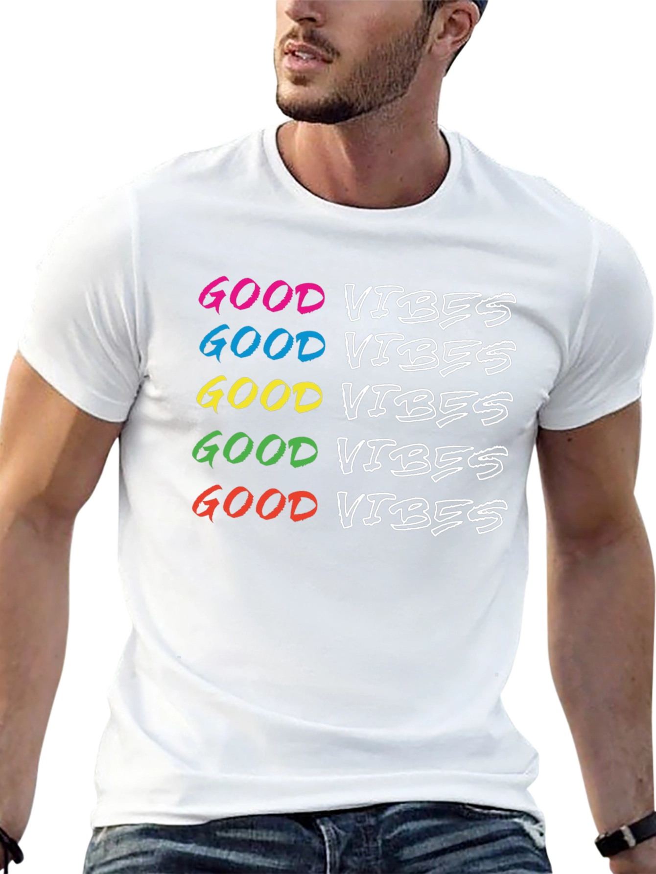 Good Vibes Rainbow Graphic T-Shirt
