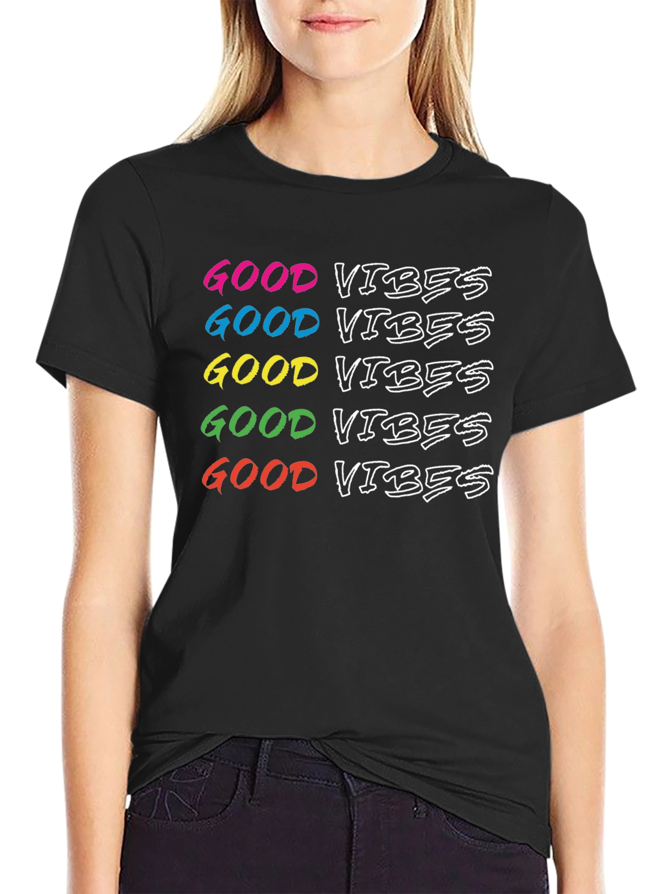 Good Vibes Rainbow Graphic T-Shirt