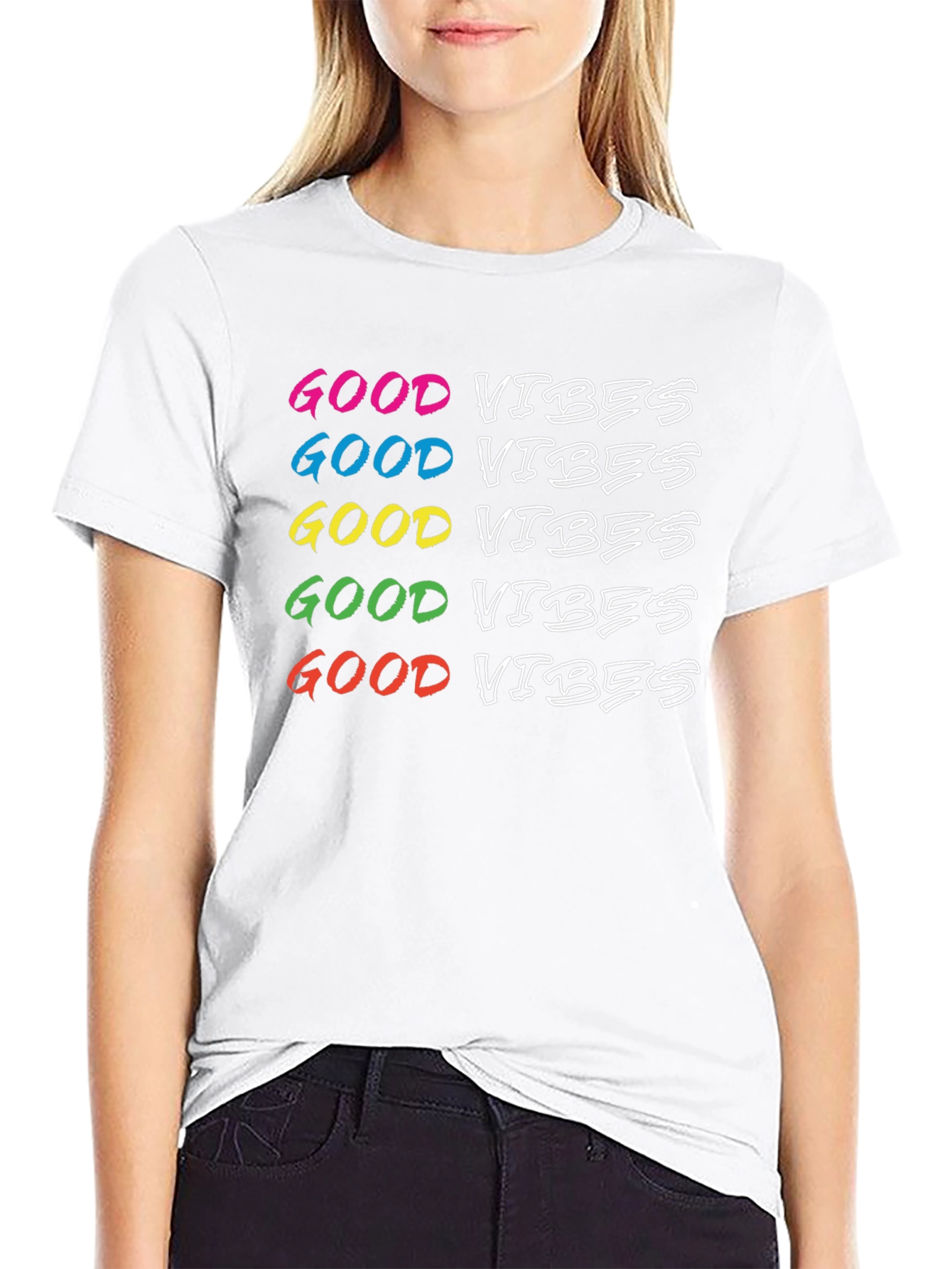 Good Vibes Rainbow Graphic T-Shirt