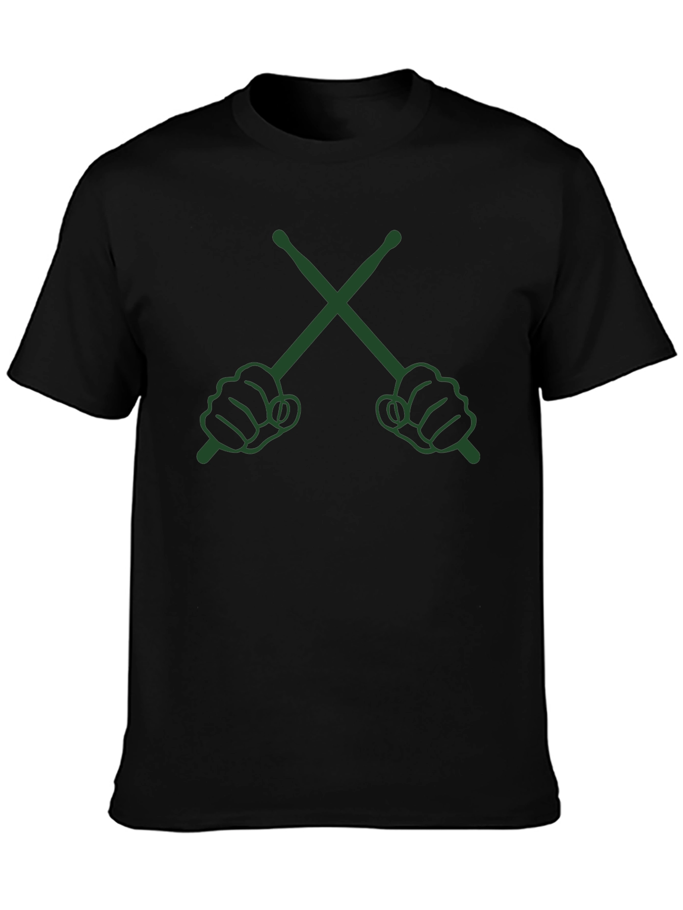 Drummers Crossed Sticks Graphic T-Shirt - Black