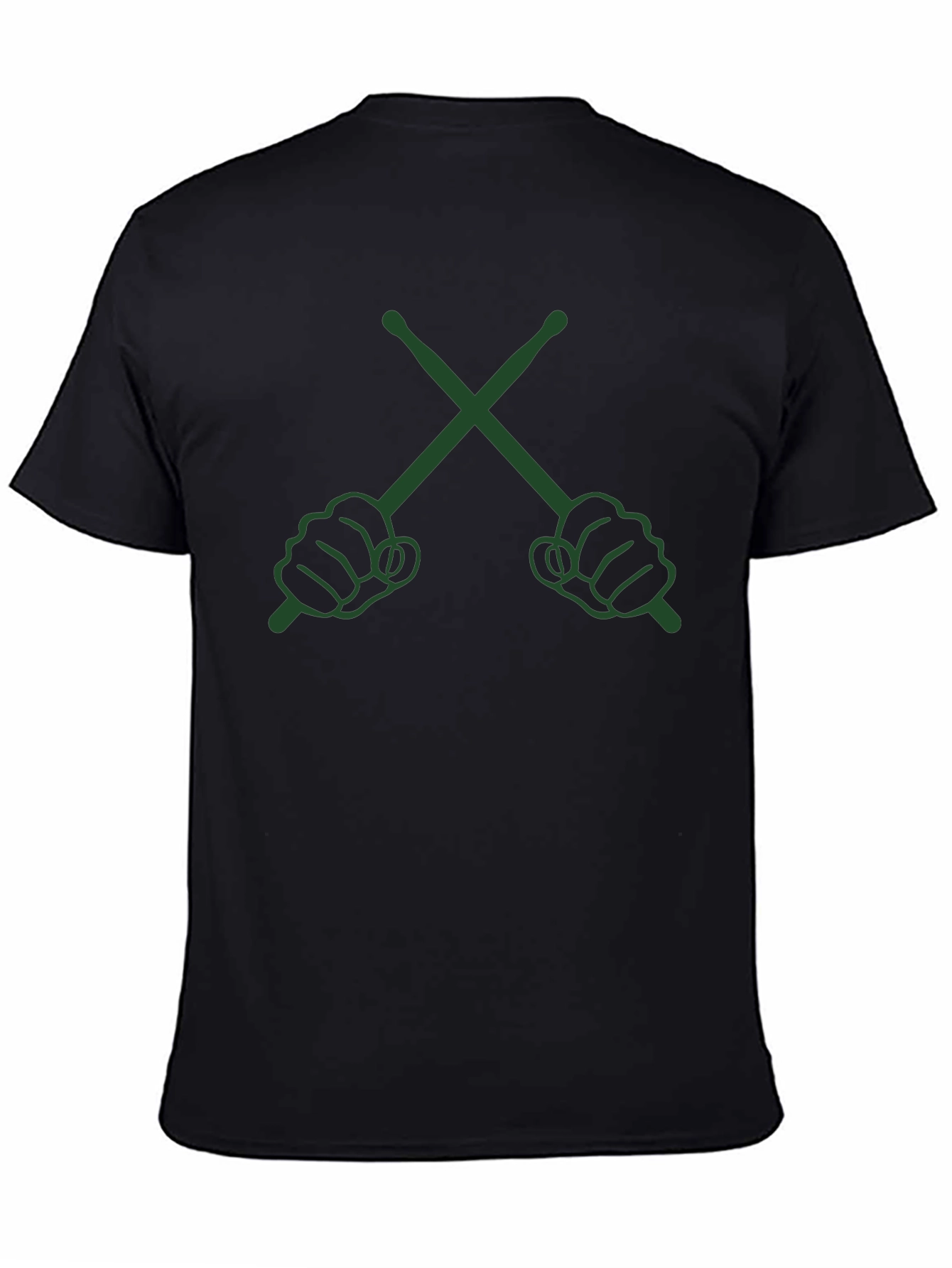 Drummers Crossed Sticks Graphic T-Shirt - Black