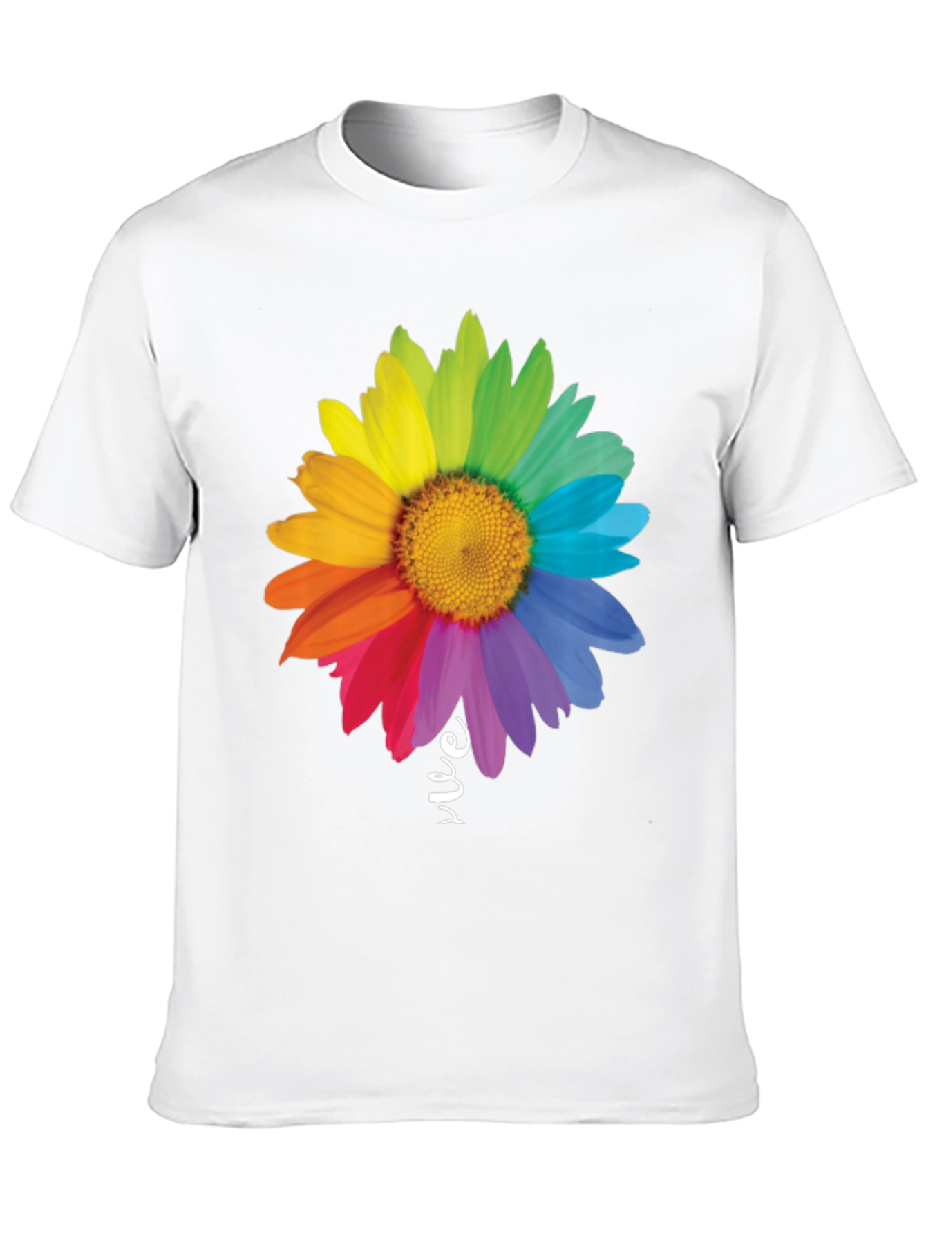 Rainbow Daisy Graphic Tee - Black Cotton Blend