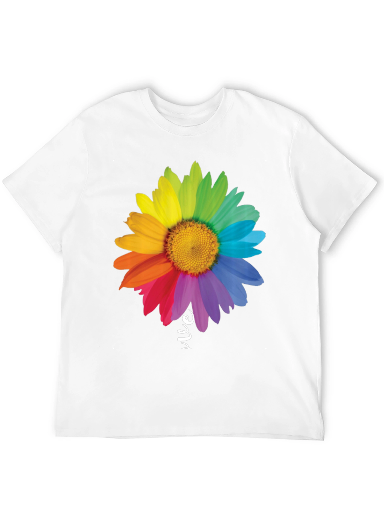 Rainbow Daisy Graphic Tee - Black Cotton Blend