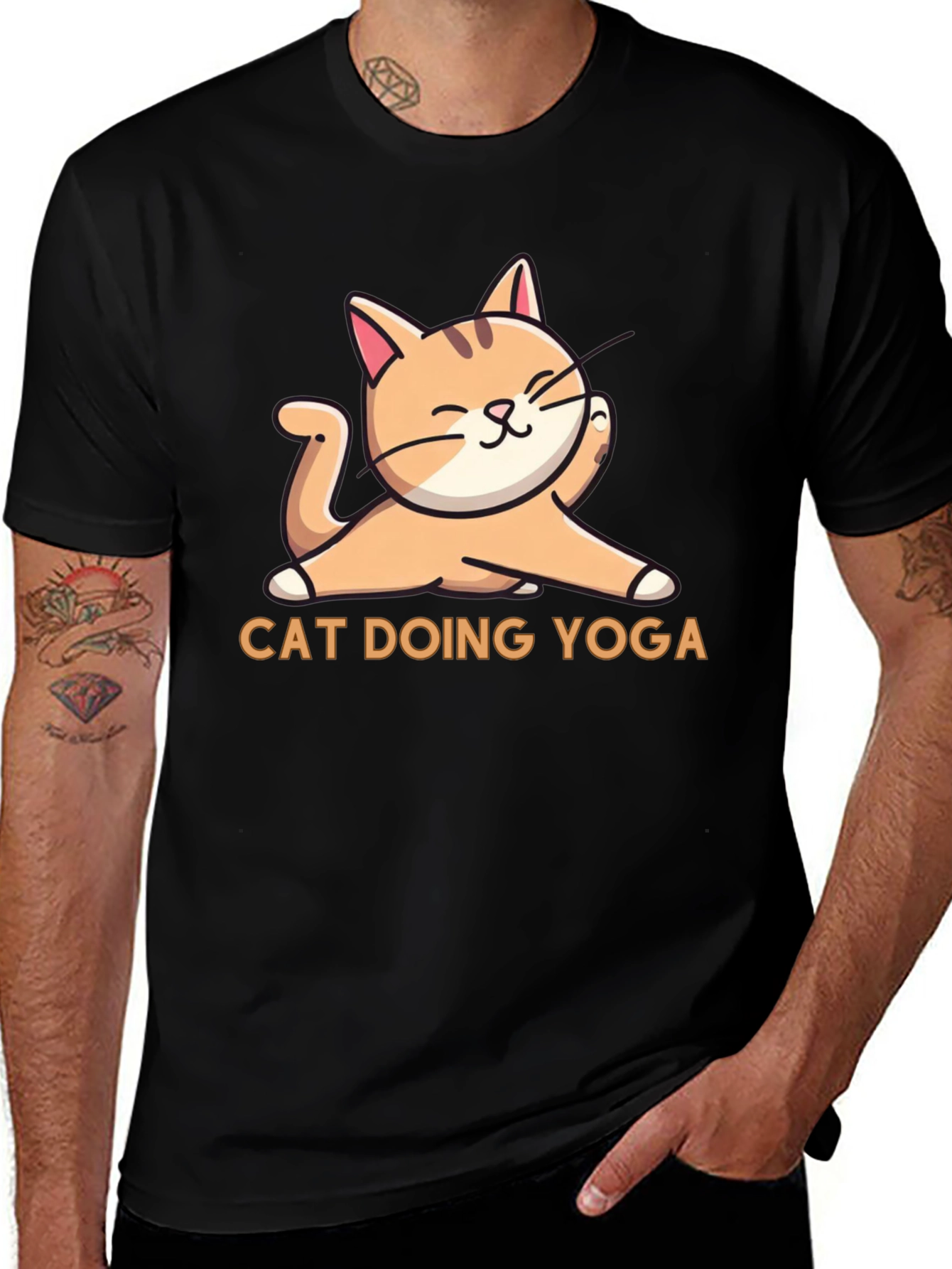 Cat Doing Yoga Graphic T-Shirt - Relaxed Fit