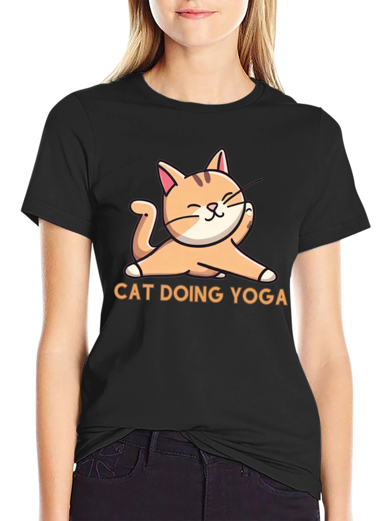 Cat Doing Yoga Graphic T-Shirt - Relaxed Fit
