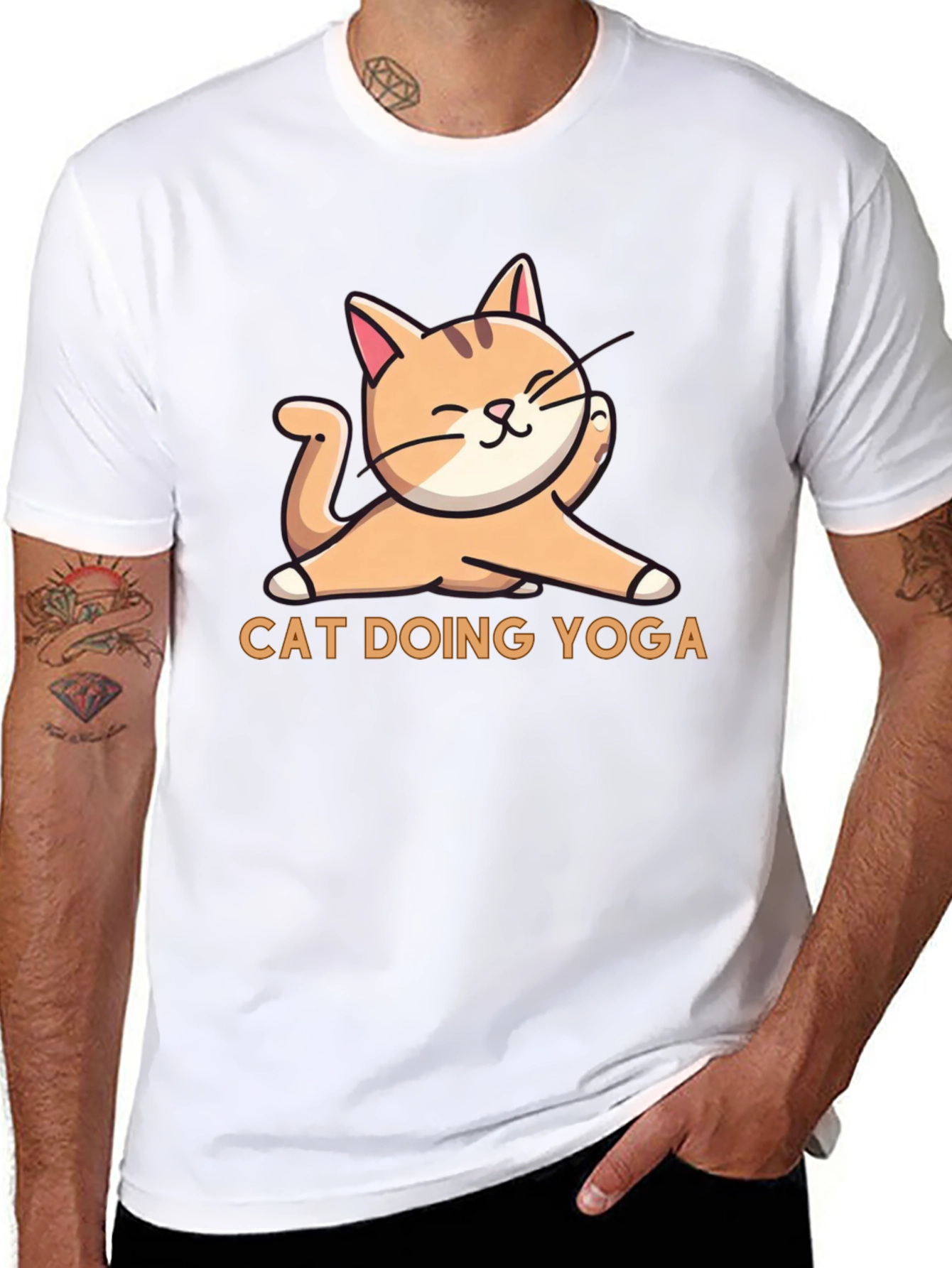 Cat Doing Yoga Graphic T-Shirt - Relaxed Fit
