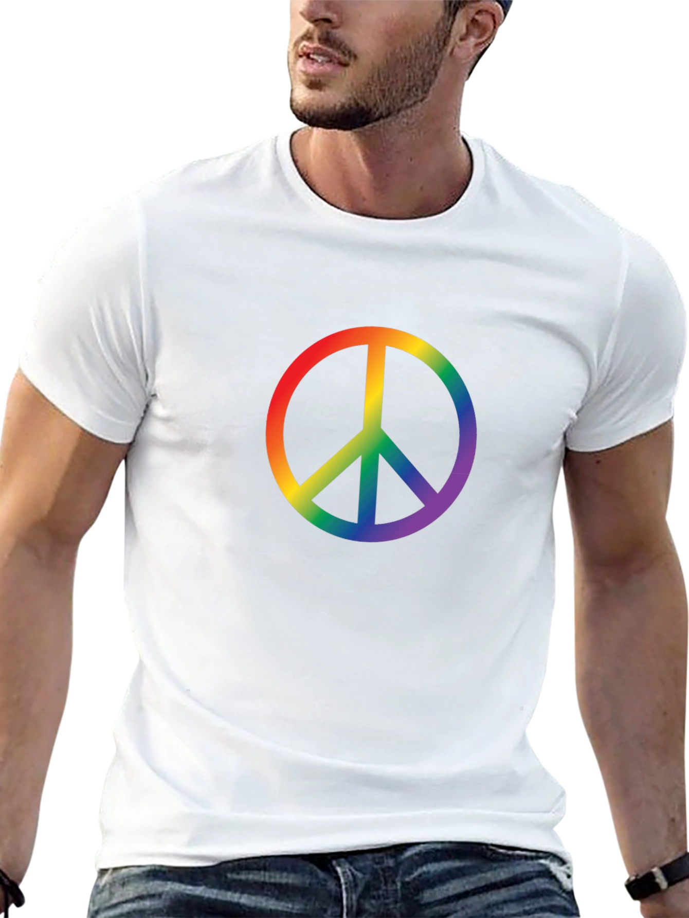 Rainbow Peace Sign Black T-Shirt