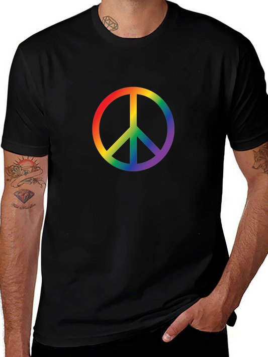 Rainbow Peace Sign Black T-Shirt