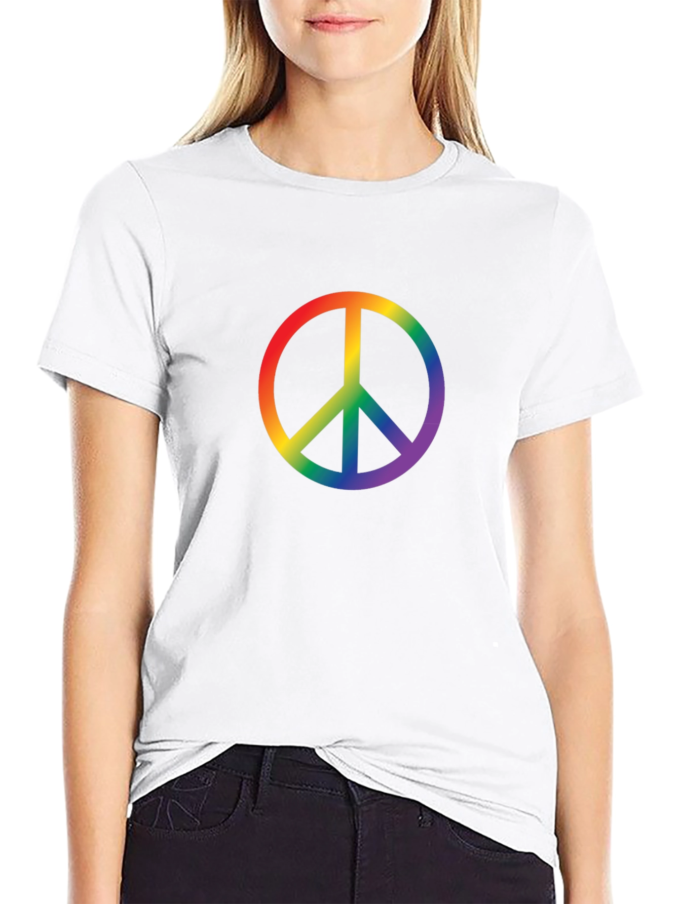 Rainbow Peace Sign Black T-Shirt