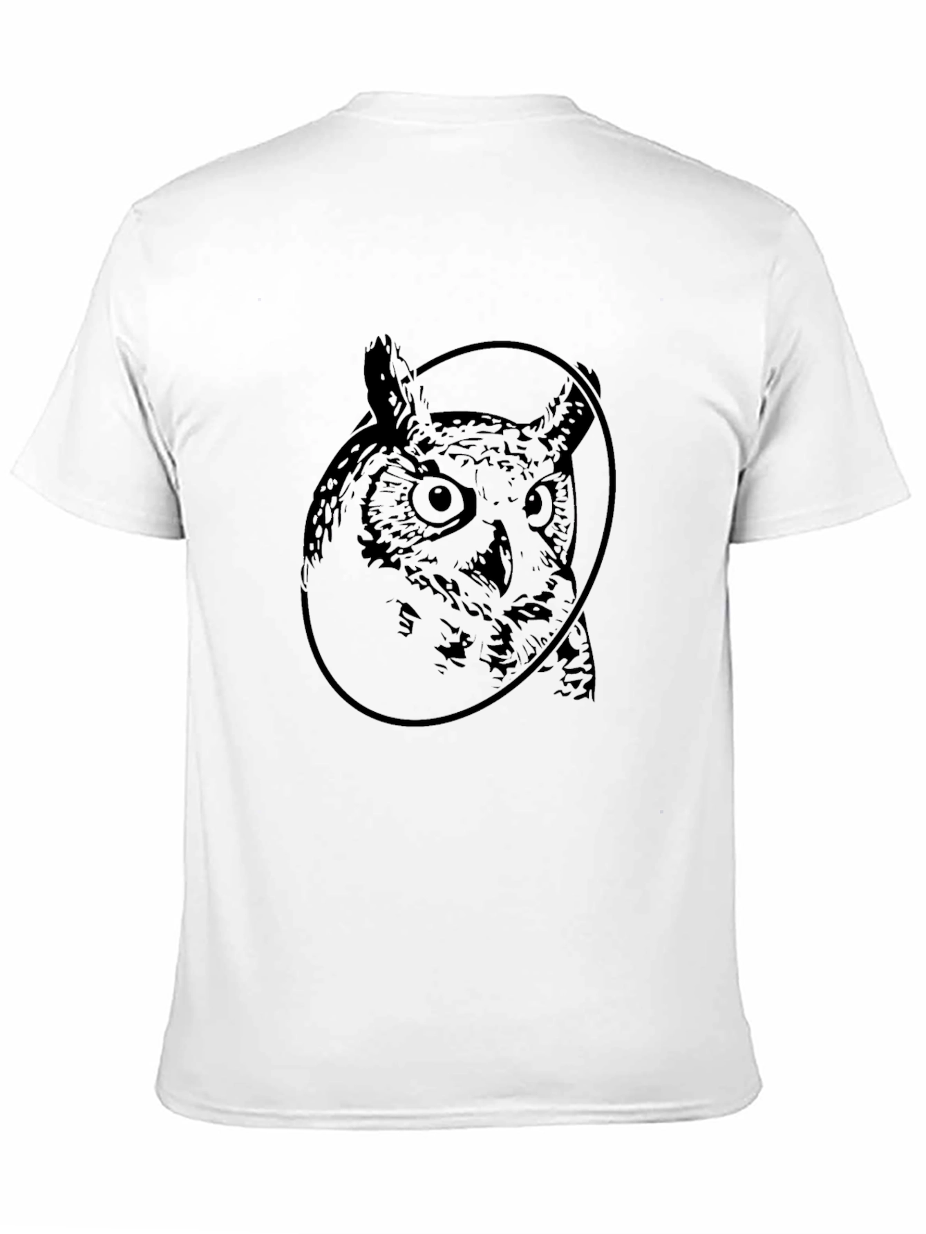 Owl Graphic Print Crew Neck Black T-Shirt