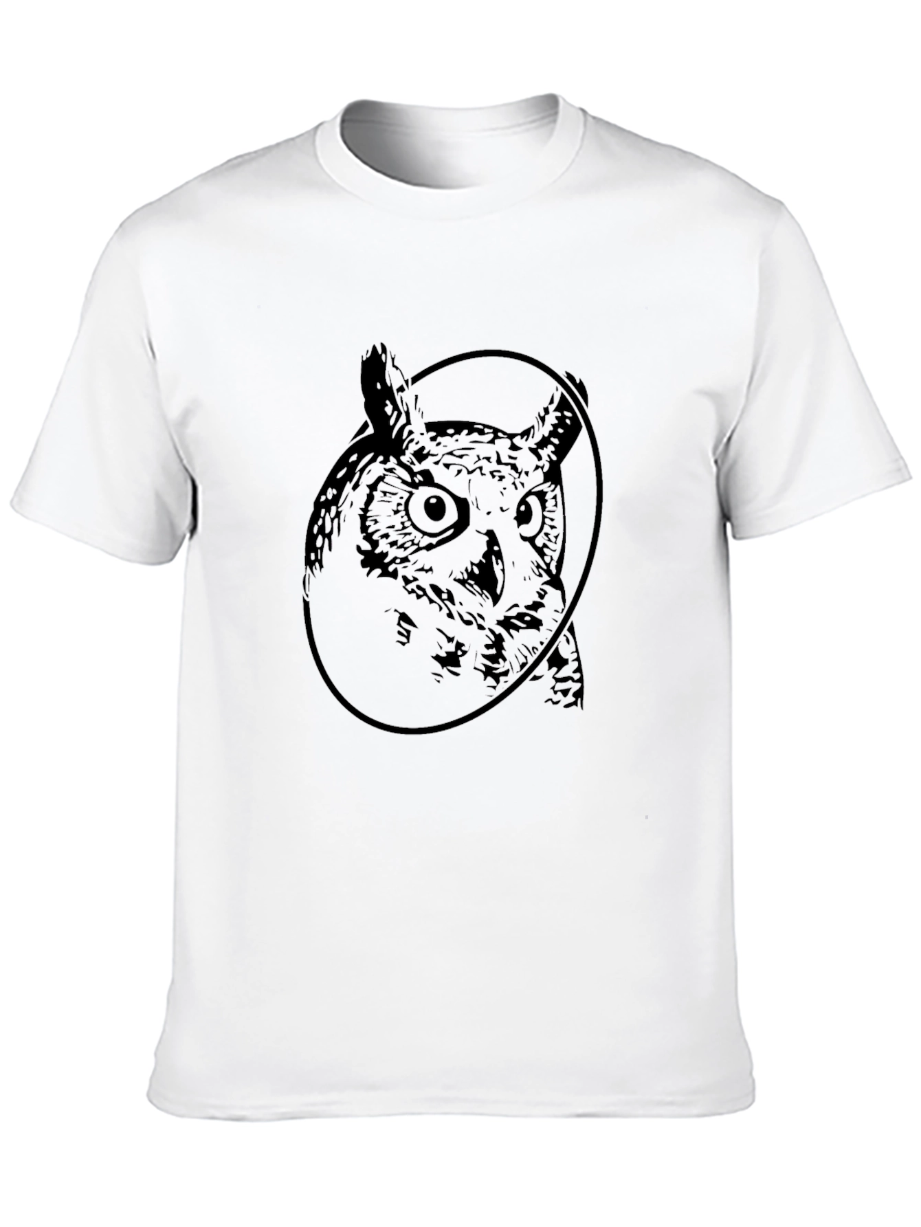Owl Graphic Print Crew Neck Black T-Shirt
