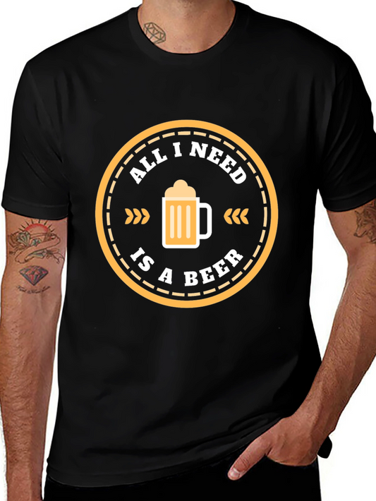 All I Need Is A Beer Graphic T-Shirt - Black