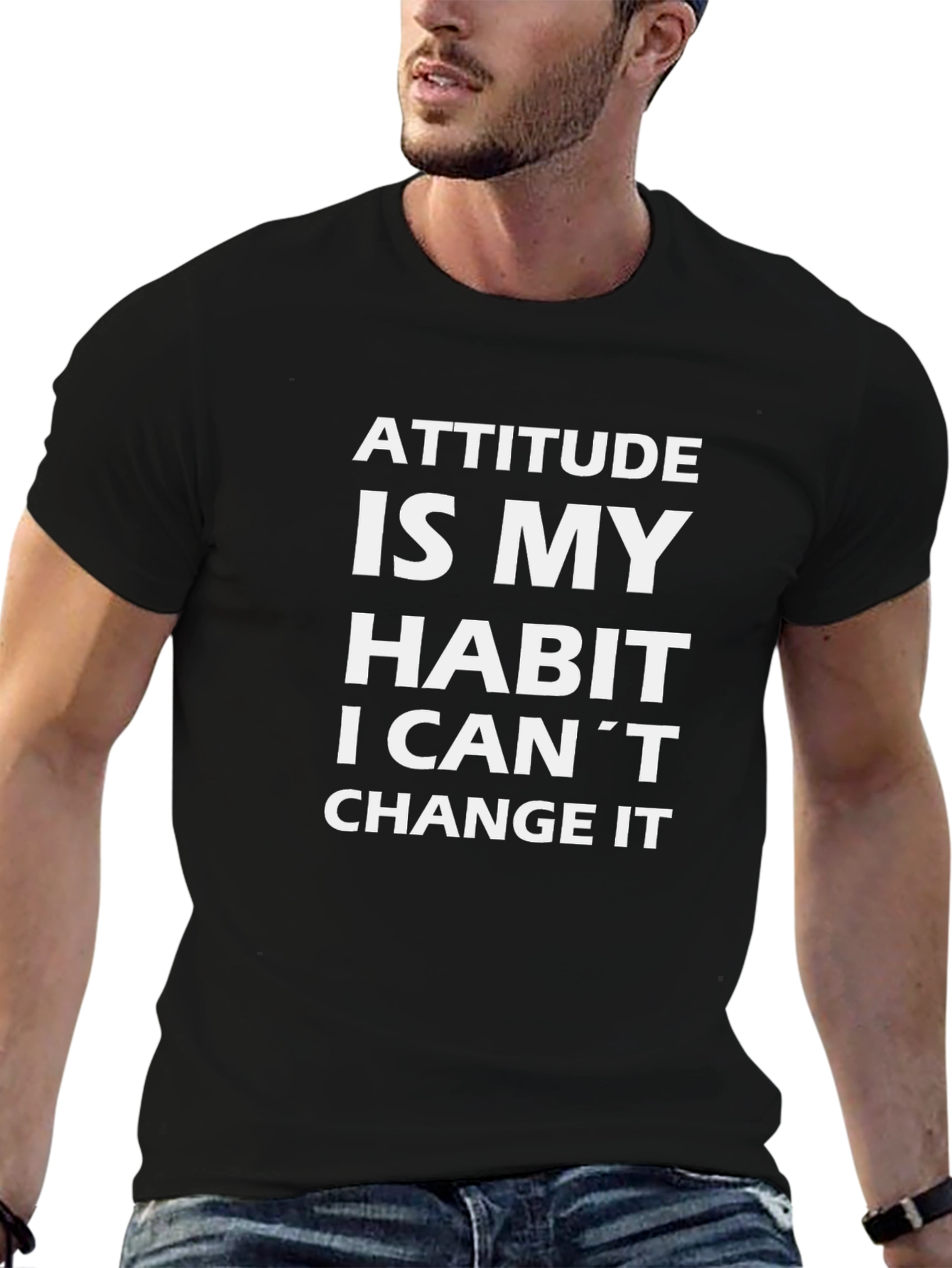Attitude Habit Black Crew Neck Graphic Tee