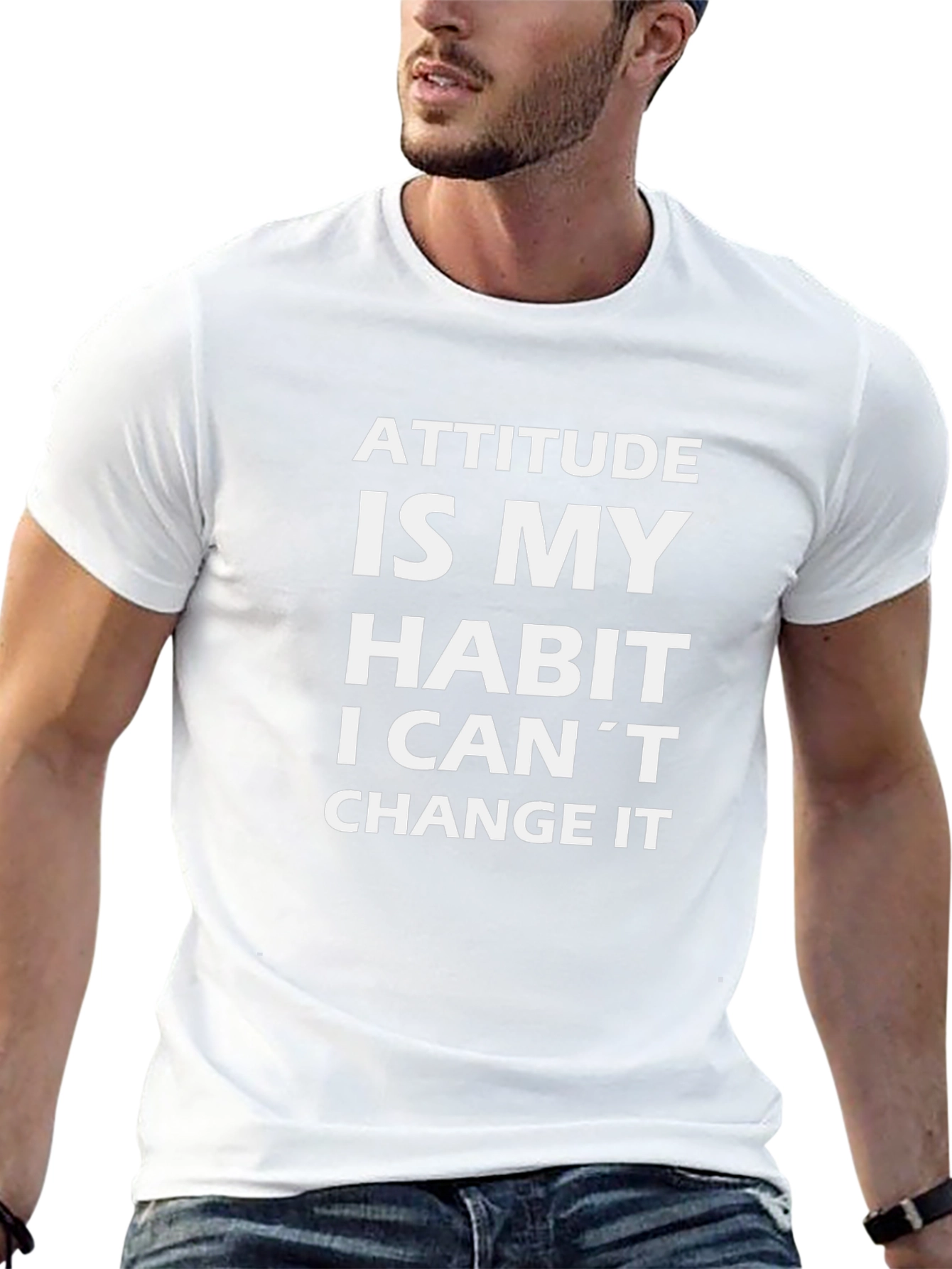 Attitude Habit Black Crew Neck Graphic Tee
