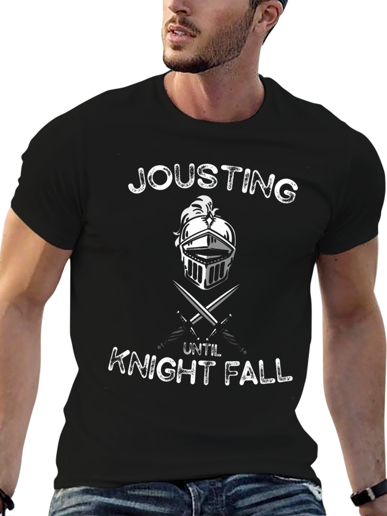 Jousting Until Knight Fall Black Graphic Tee