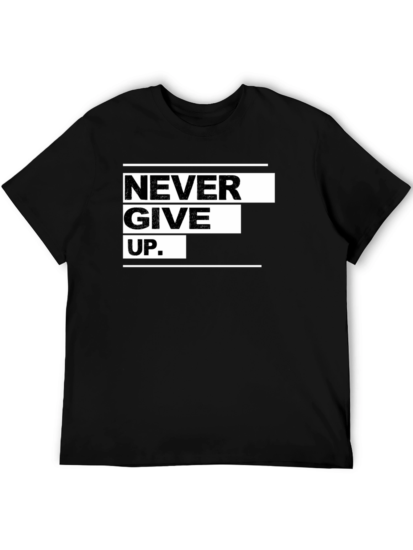 Never Give Up Graphic Black Tee - Motivational Apparel