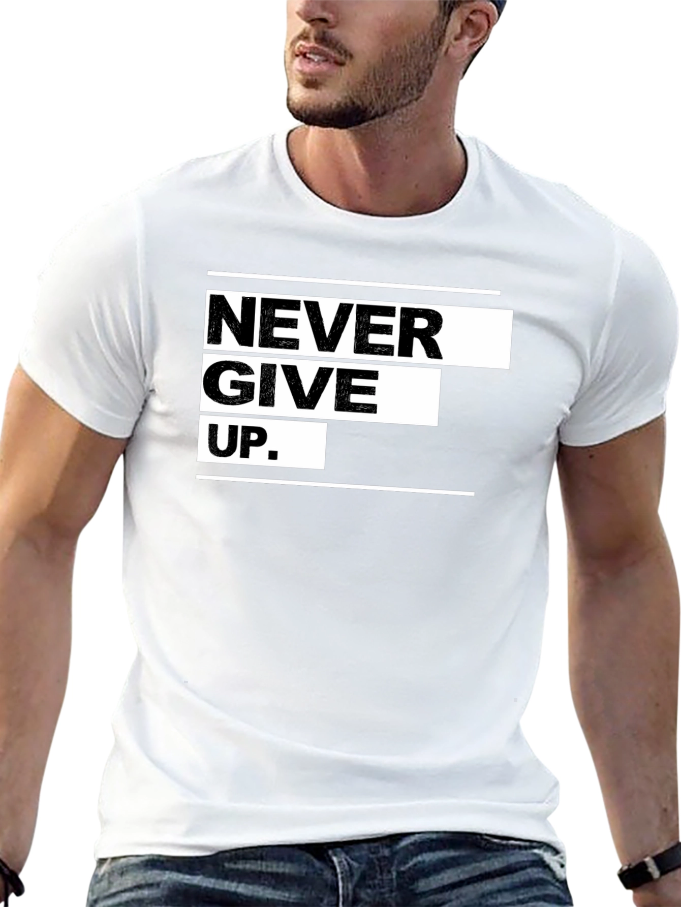 Never Give Up Graphic Black Tee - Motivational Apparel