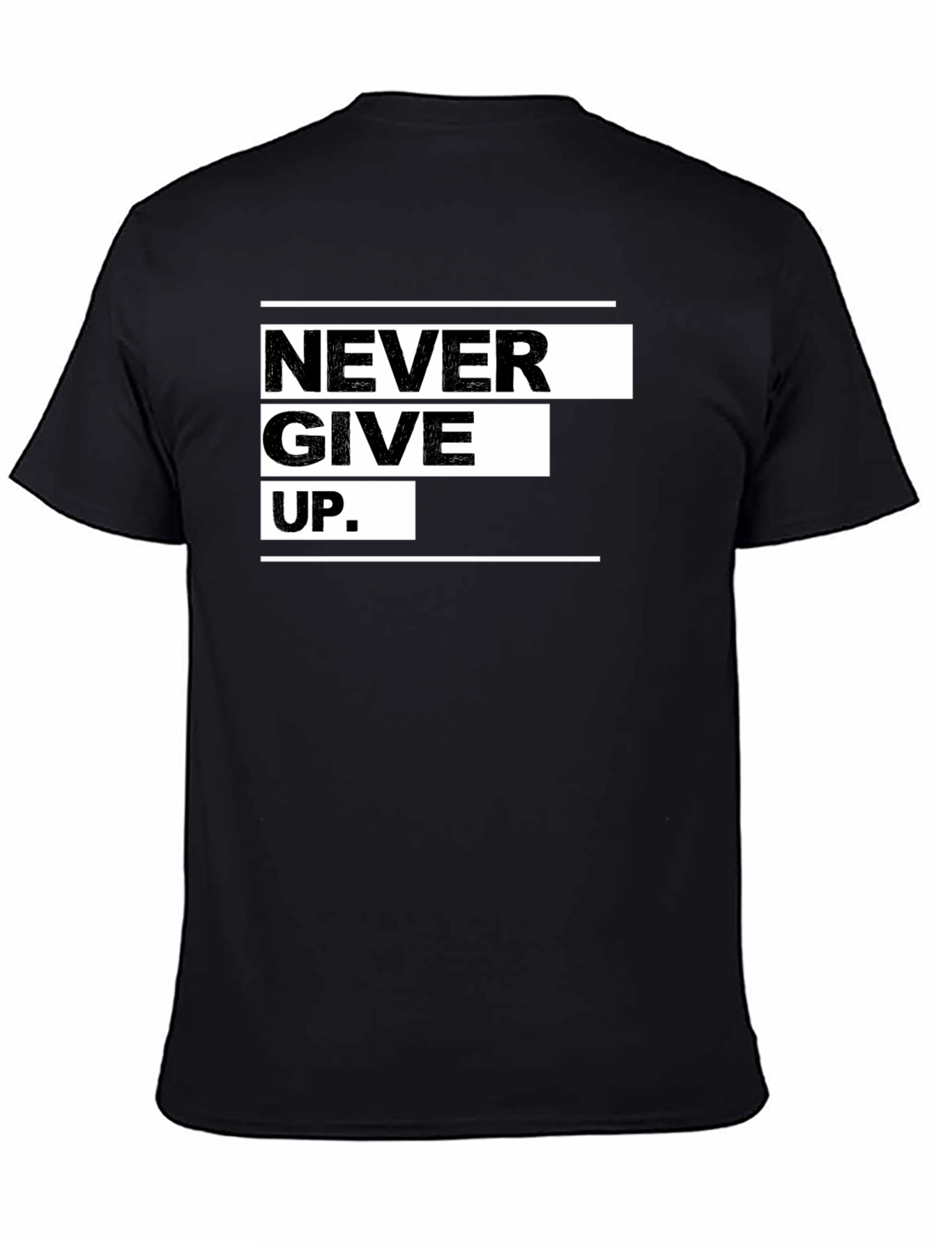 Never Give Up Graphic Black Tee - Motivational Apparel