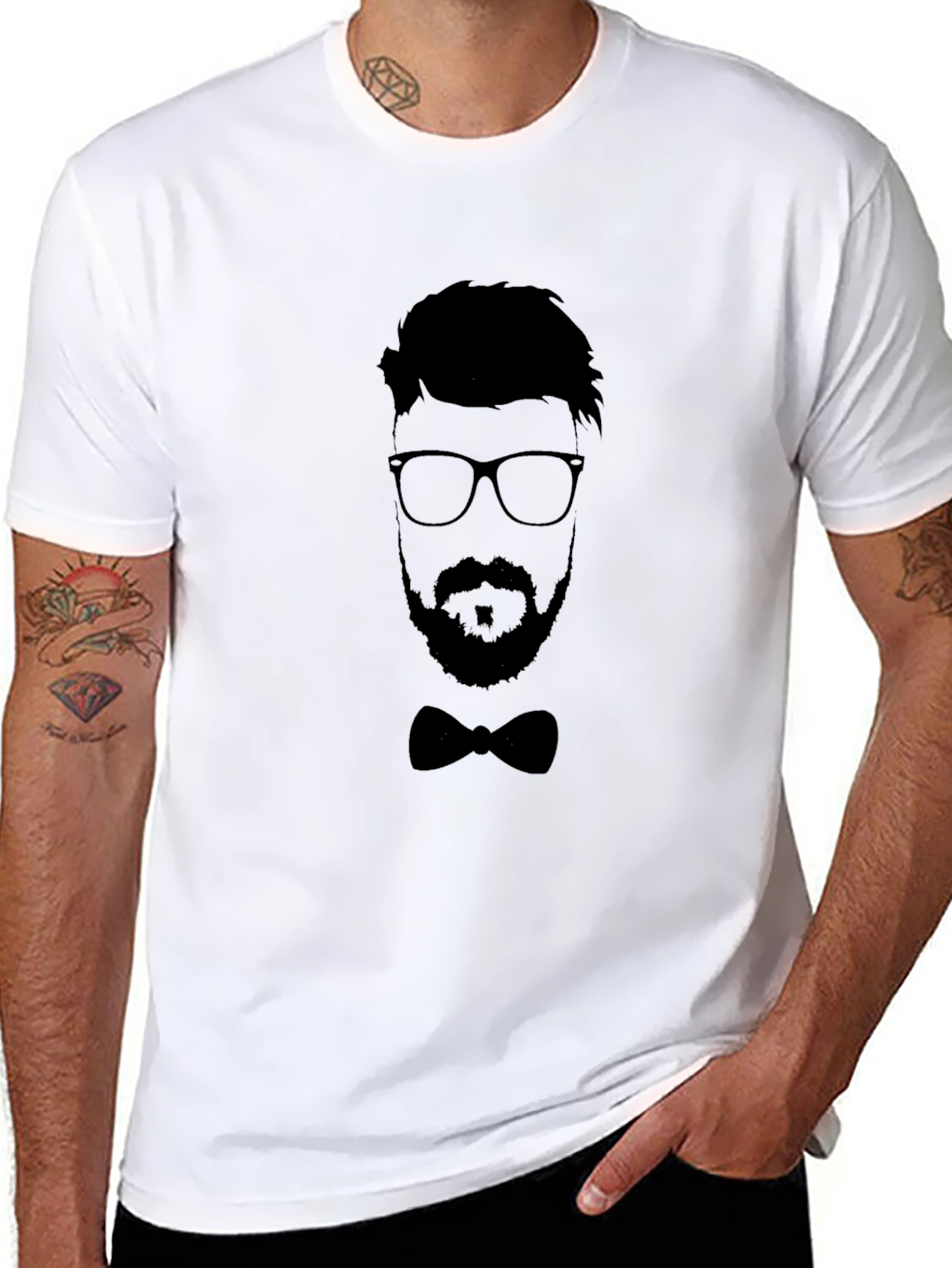 Mens Black Silhouette Graphic Tee - Smart Casual