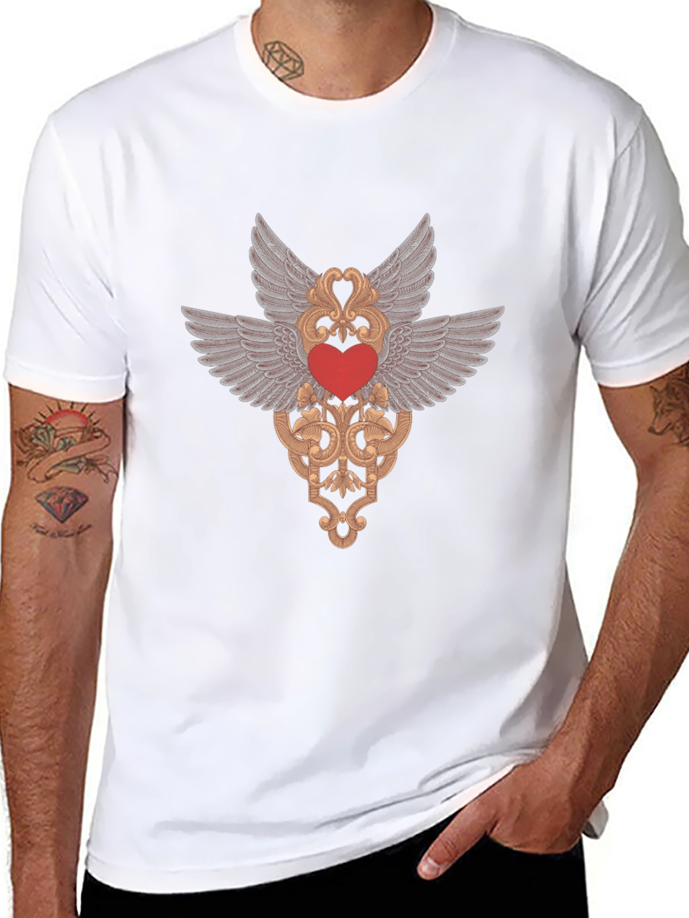 Winged Heart Graphic Tee - Black