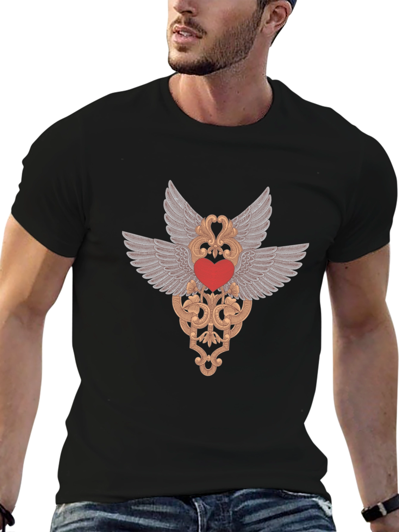 Winged Heart Graphic Tee - Black
