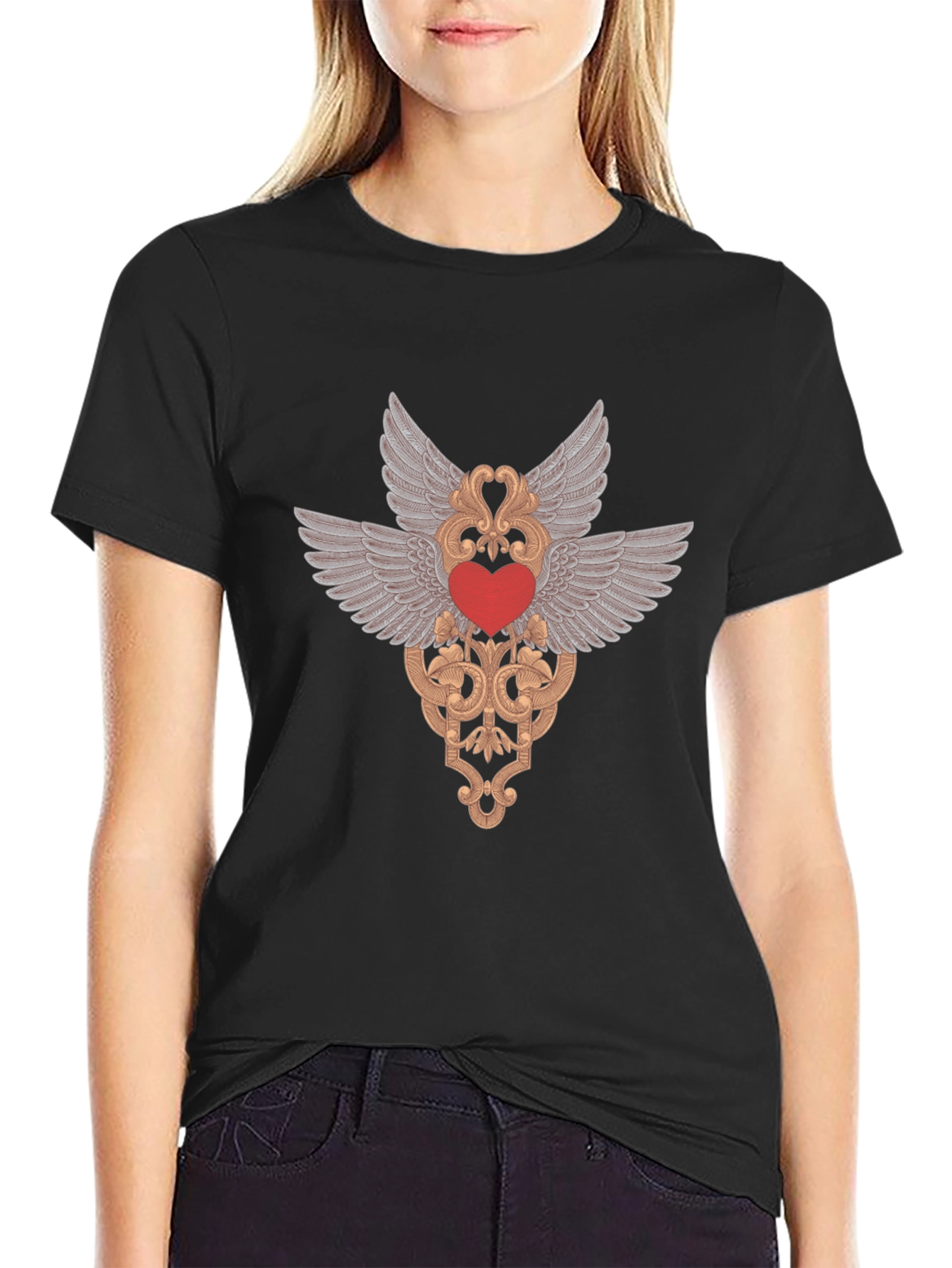 Winged Heart Graphic Tee - Black
