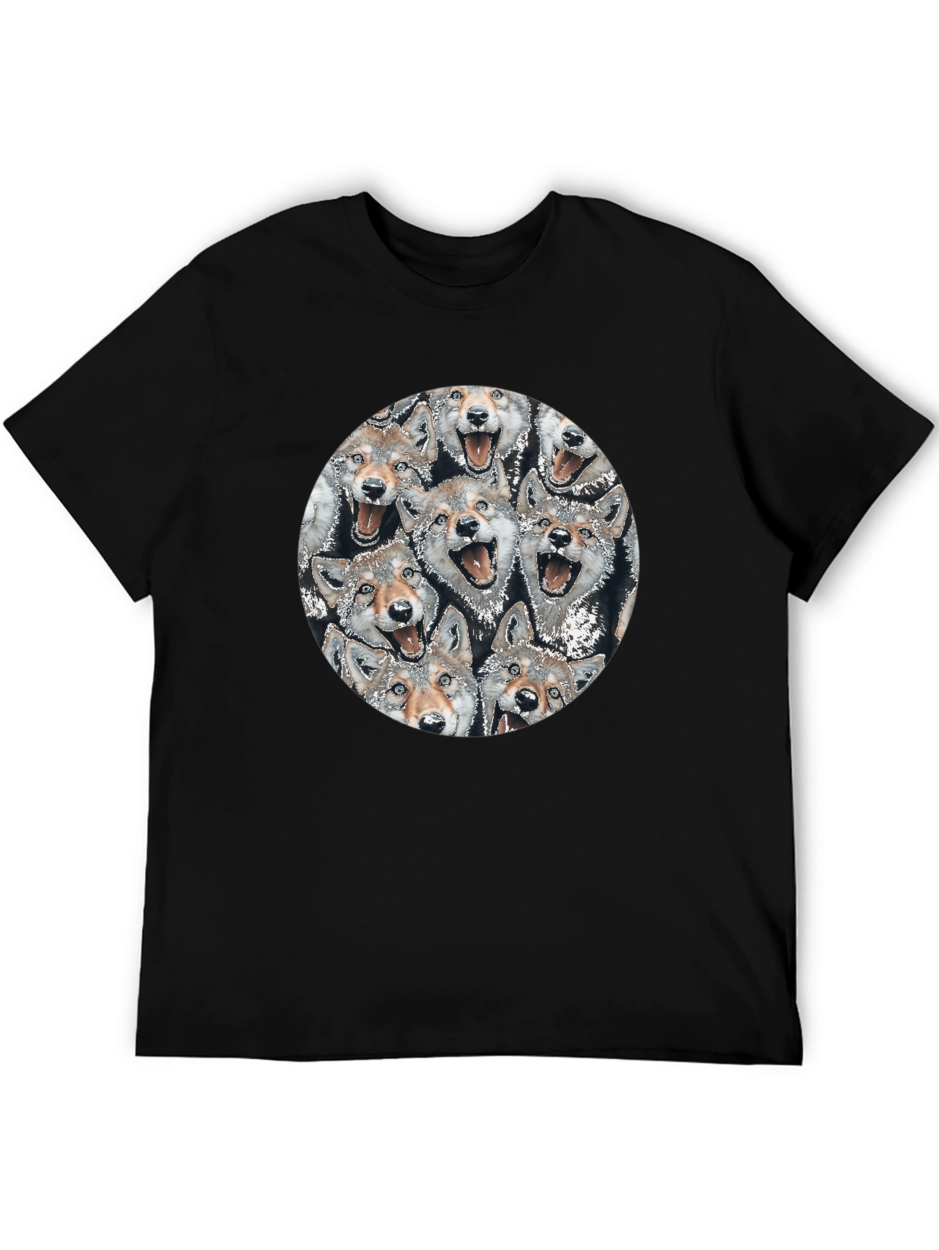 Wolf Pack Circle Graphic Tee - Black