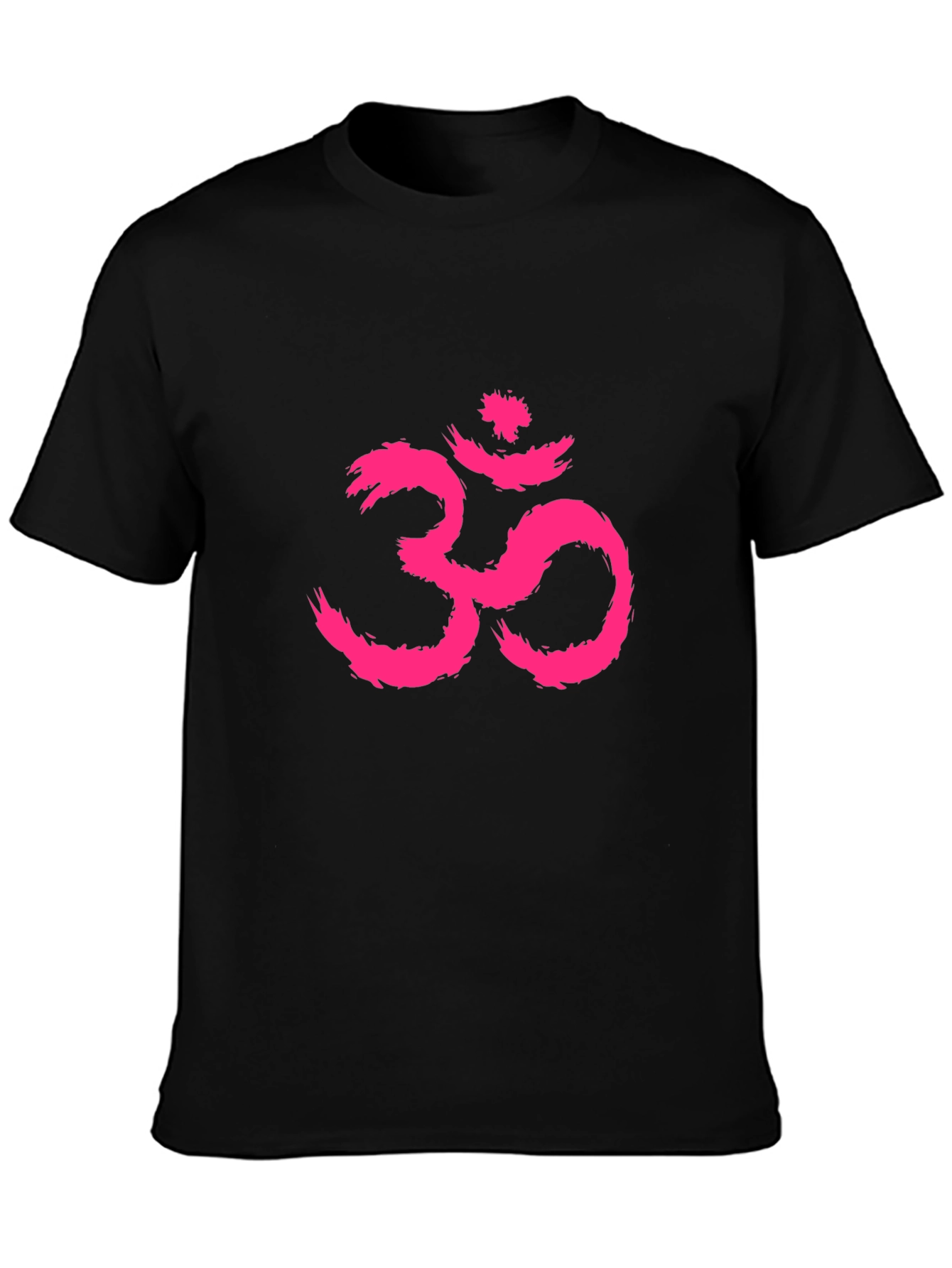 Mens Black T-Shirt with Pink Om Symbol