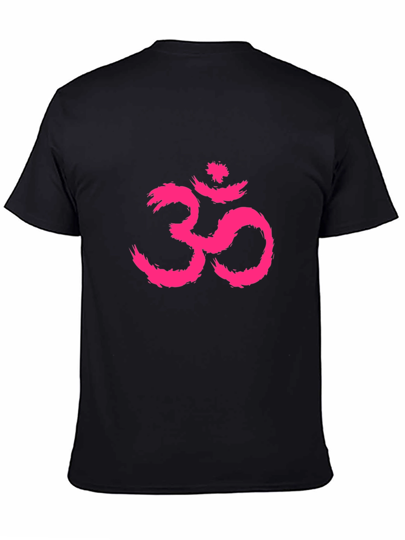 Mens Black T-Shirt with Pink Om Symbol