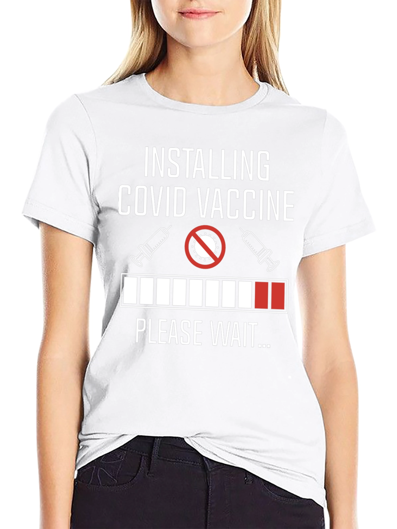 Installing COVID Vaccine Please Wait T-Shirt