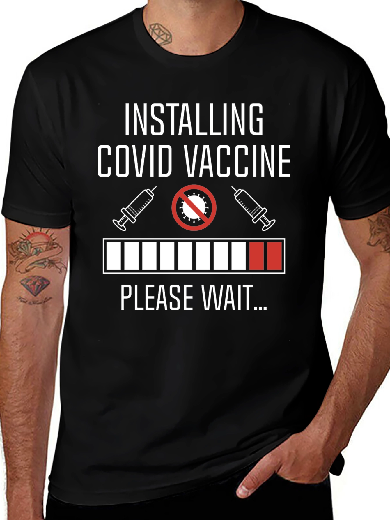 Installing COVID Vaccine Please Wait T-Shirt