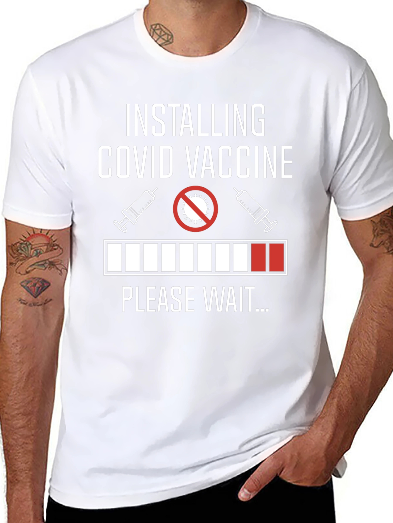 Installing COVID Vaccine Please Wait T-Shirt