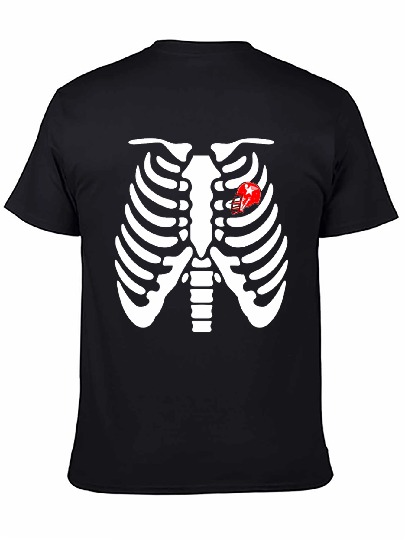 Skeleton Rib Cage Football Heart T-Shirt