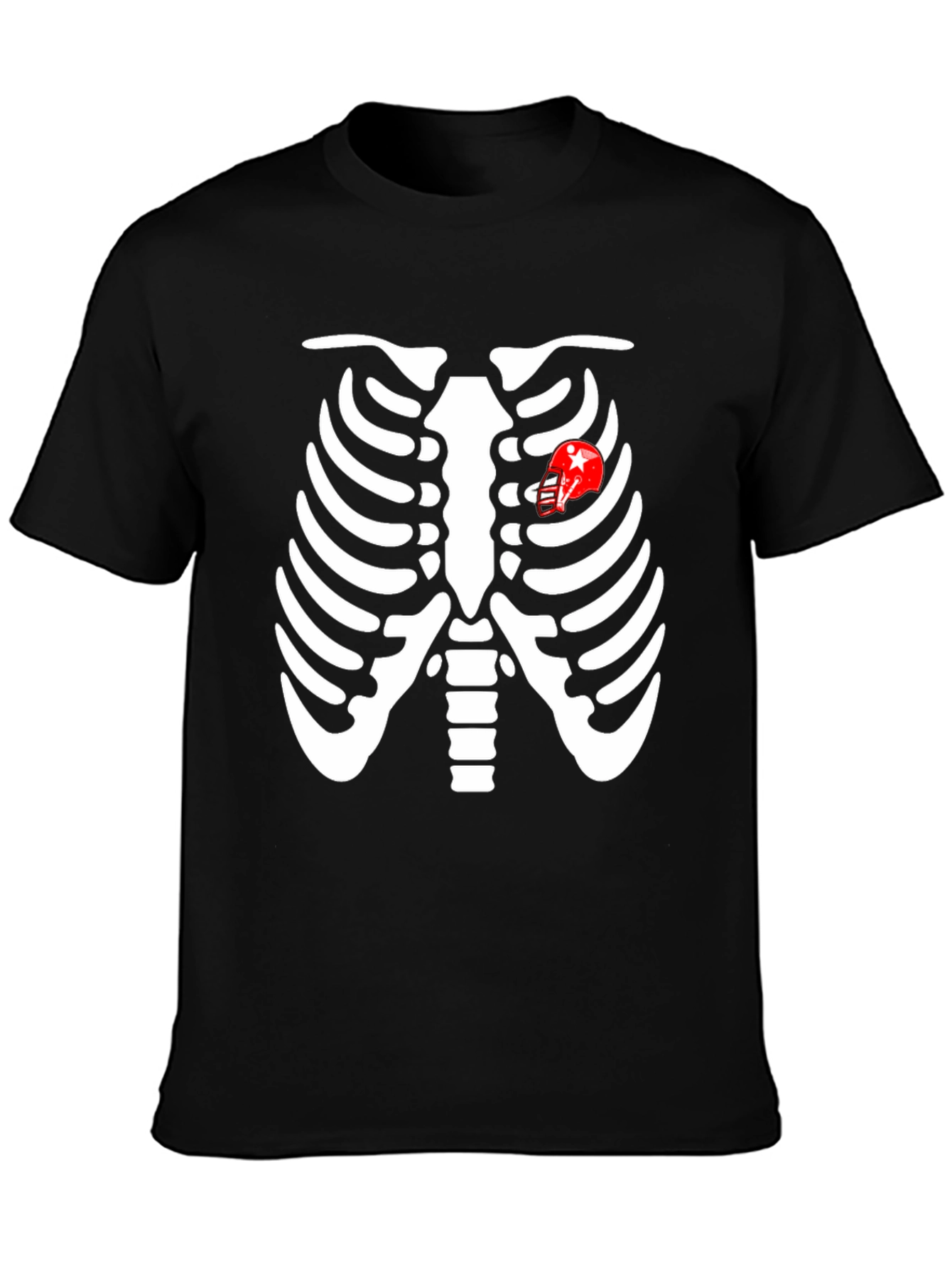 Skeleton Rib Cage Football Heart T-Shirt