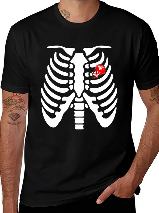 Skeleton Rib Cage Football Heart T-Shirt