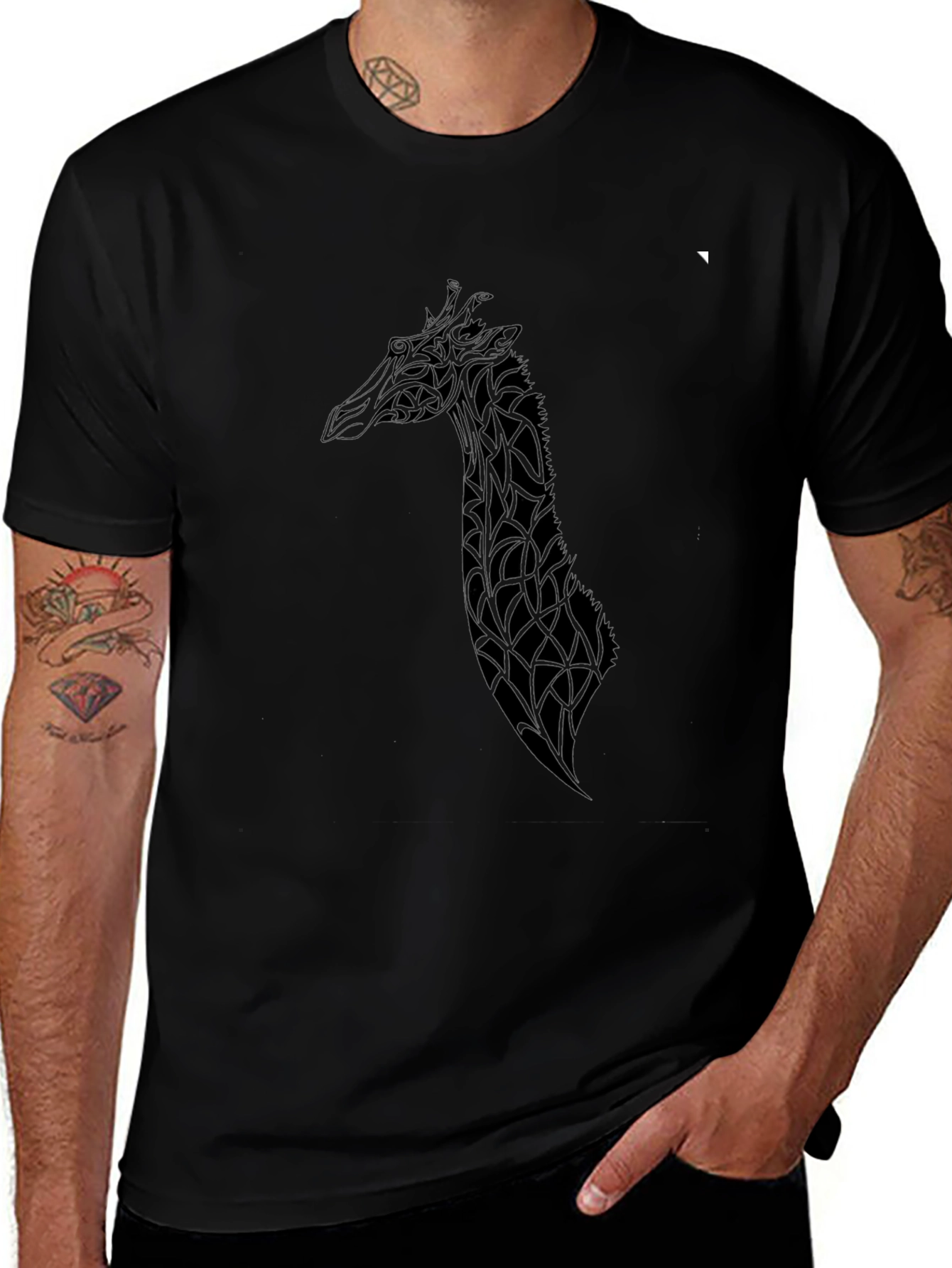 Stylish Black Giraffe Graphic Tee