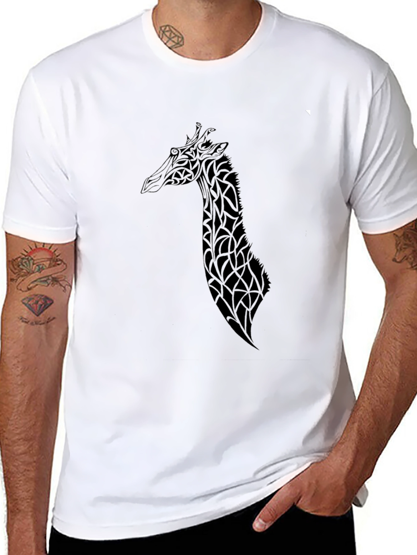 Stylish Black Giraffe Graphic Tee