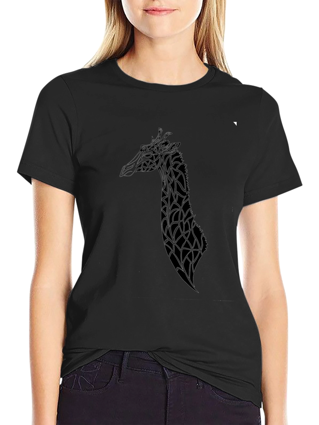 Stylish Black Giraffe Graphic Tee