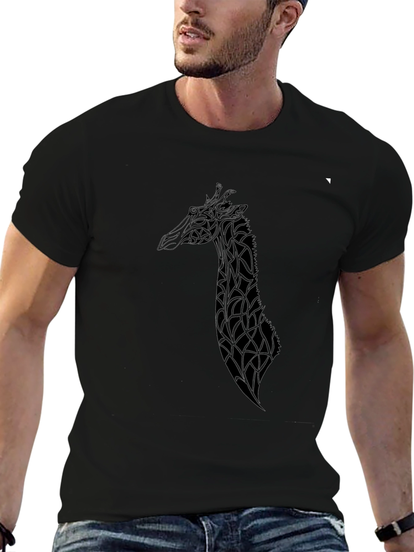 Stylish Black Giraffe Graphic Tee