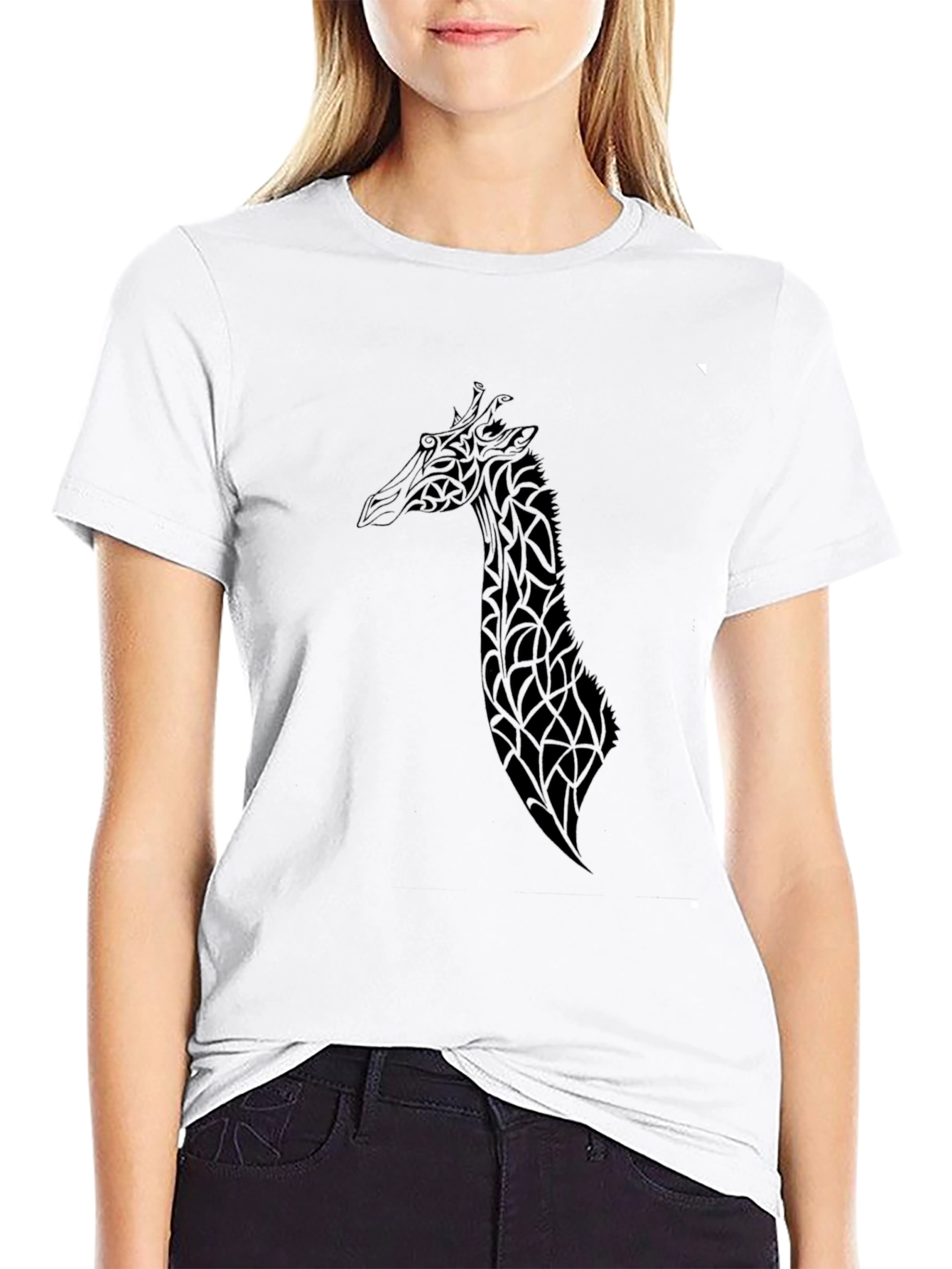 Stylish Black Giraffe Graphic Tee
